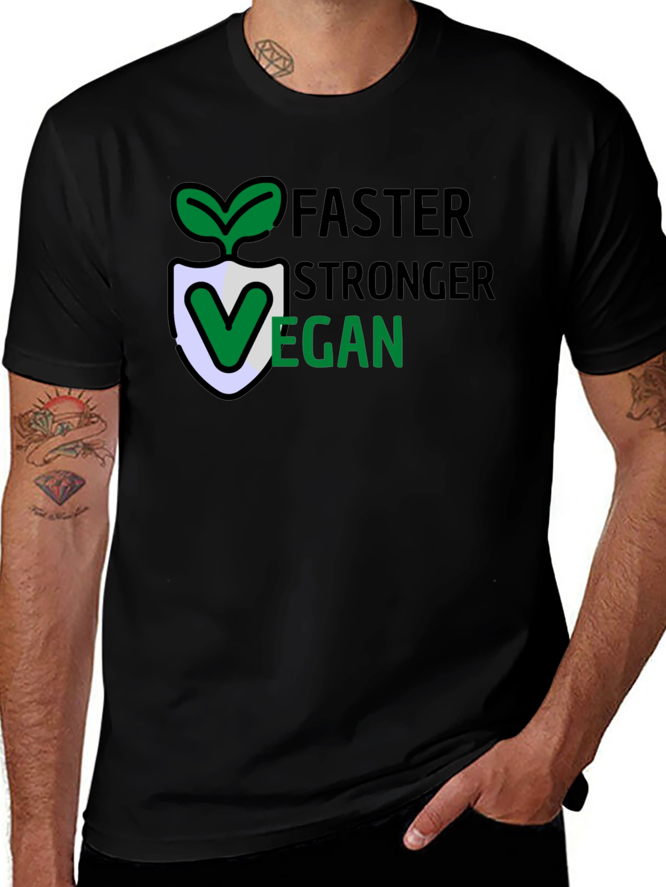Variant 10 of Vegan Lifestyle T-Shirt: Faster, Stronger