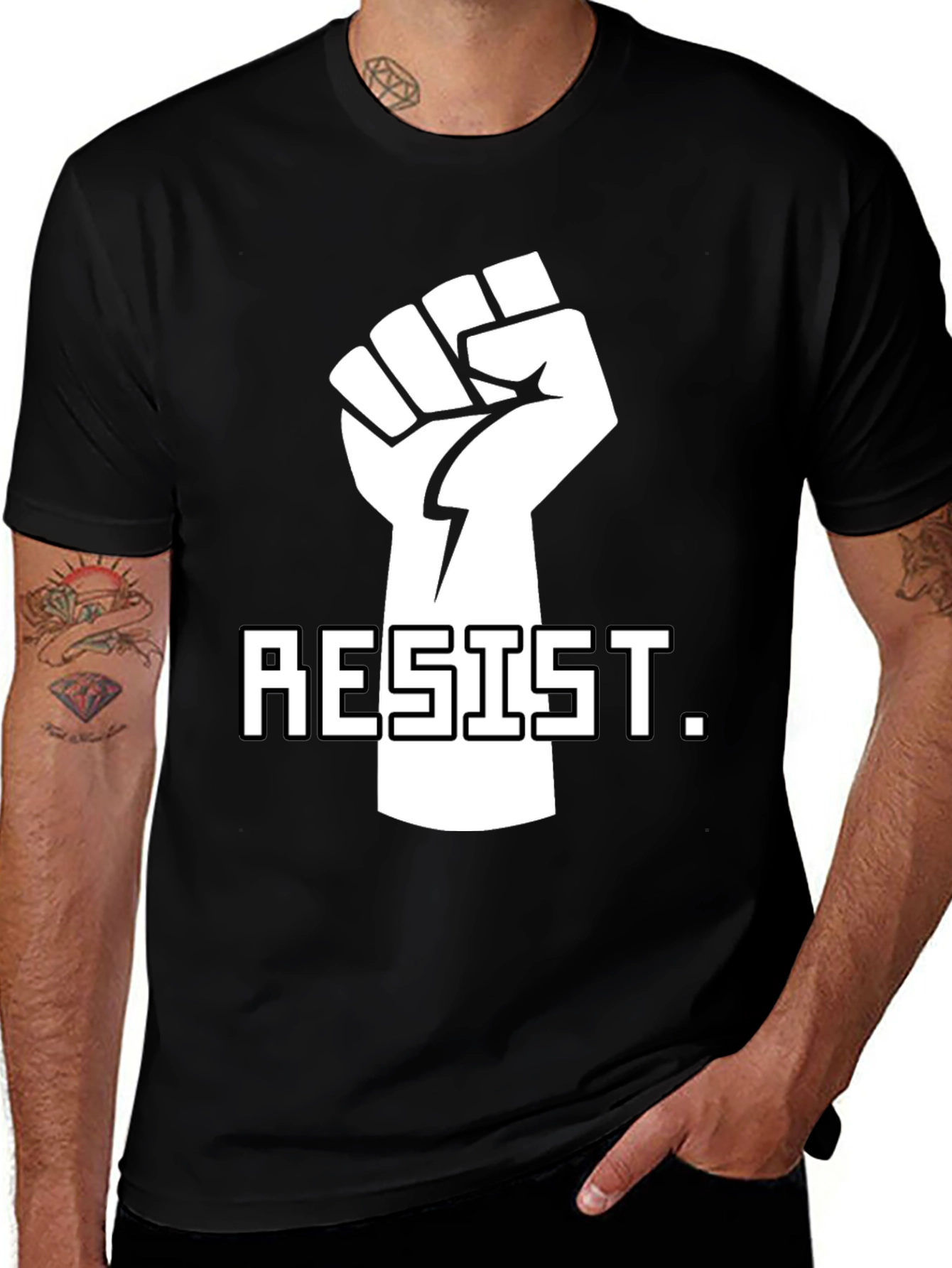 Resist Fist Graphic Tee - Black Cotton Activist Shirt