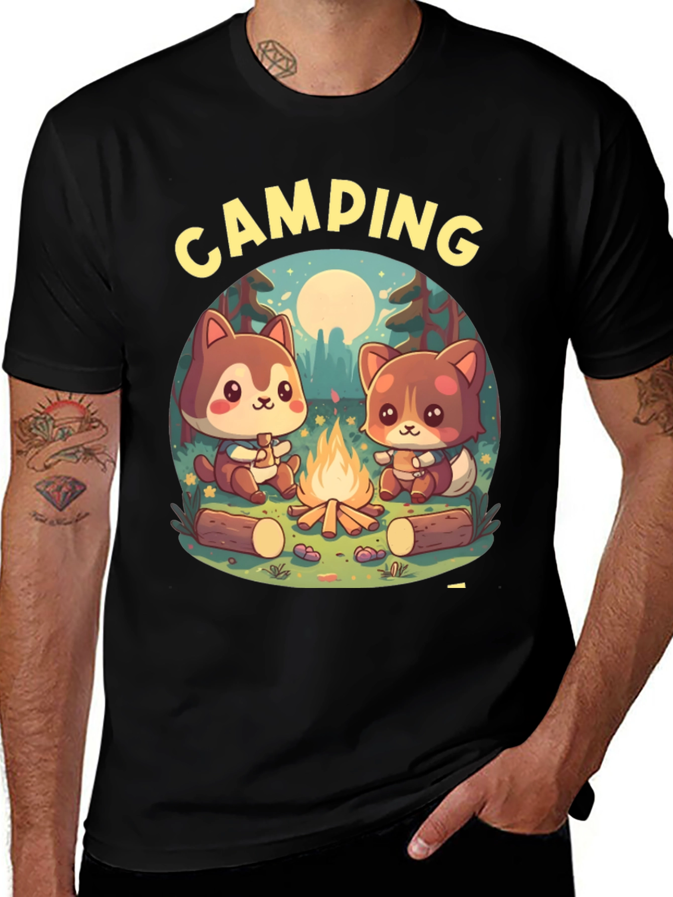 Variant 2 of Cute Camping Cartoon Graphic T-Shirt
