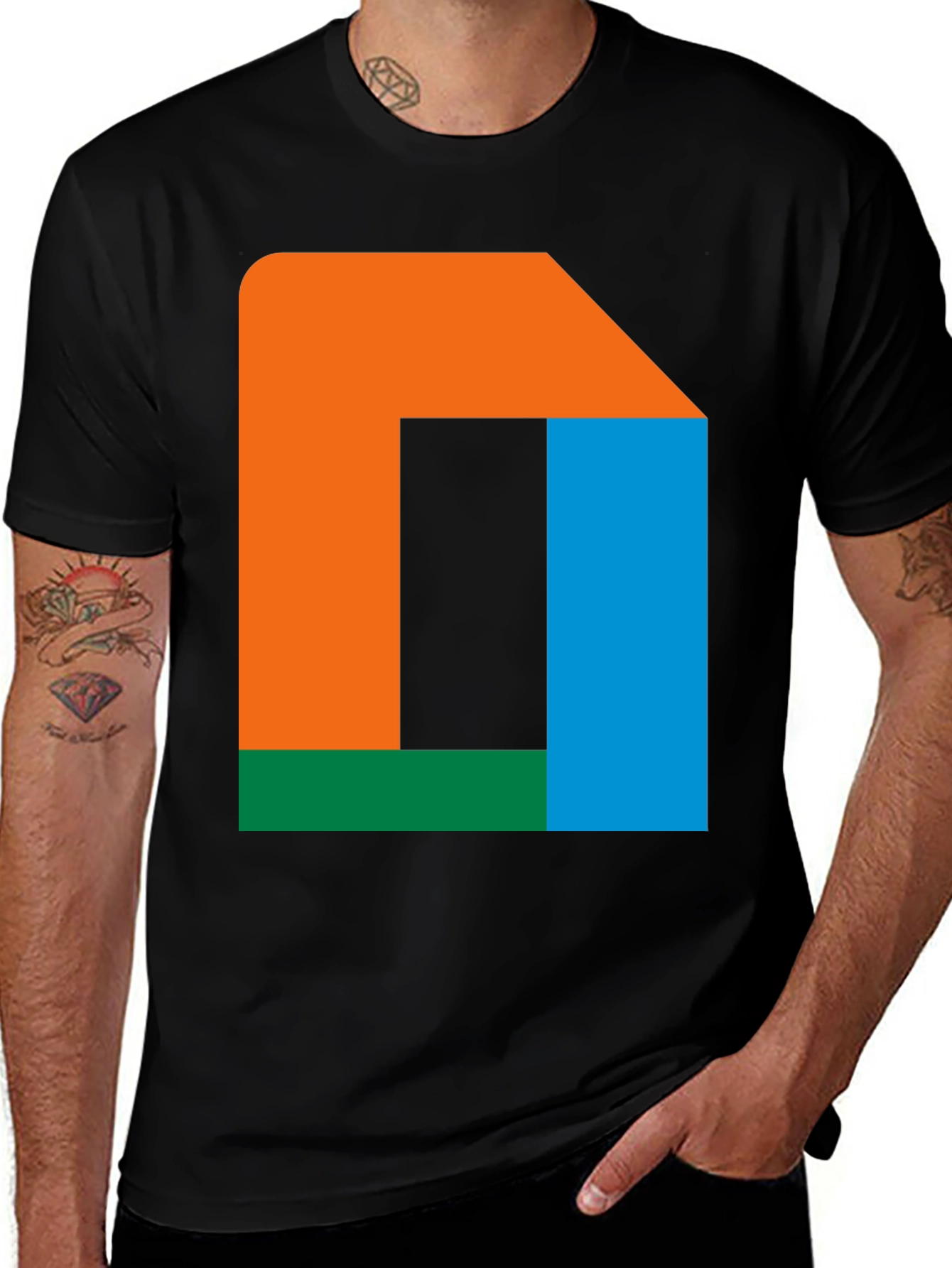 Variant 14 of Abstract Color Block T-Shirt - Modern Geometric Design