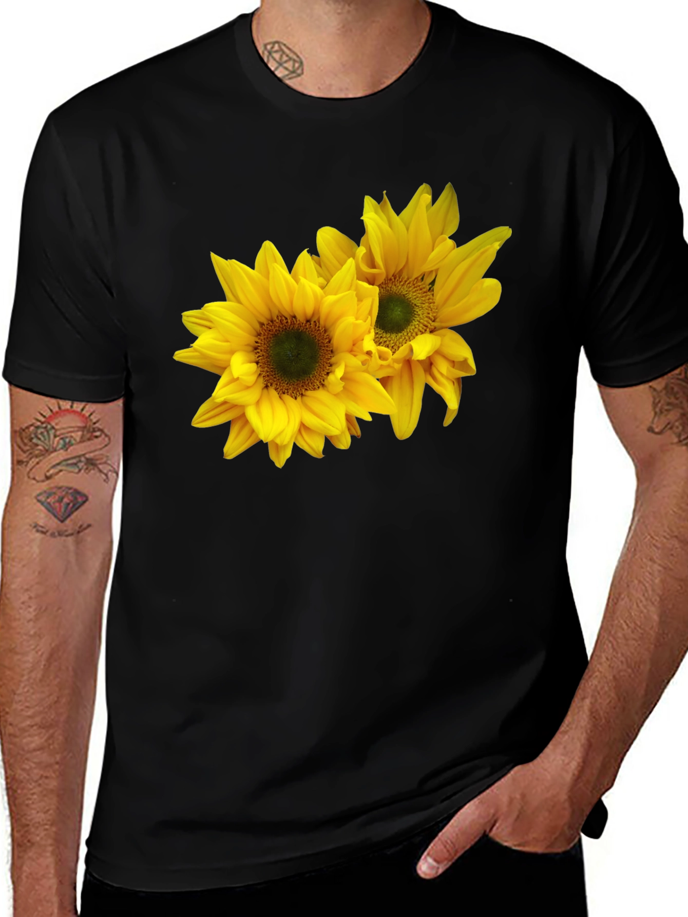 Variant 4 of Sunflower Graphic Black T-Shirt