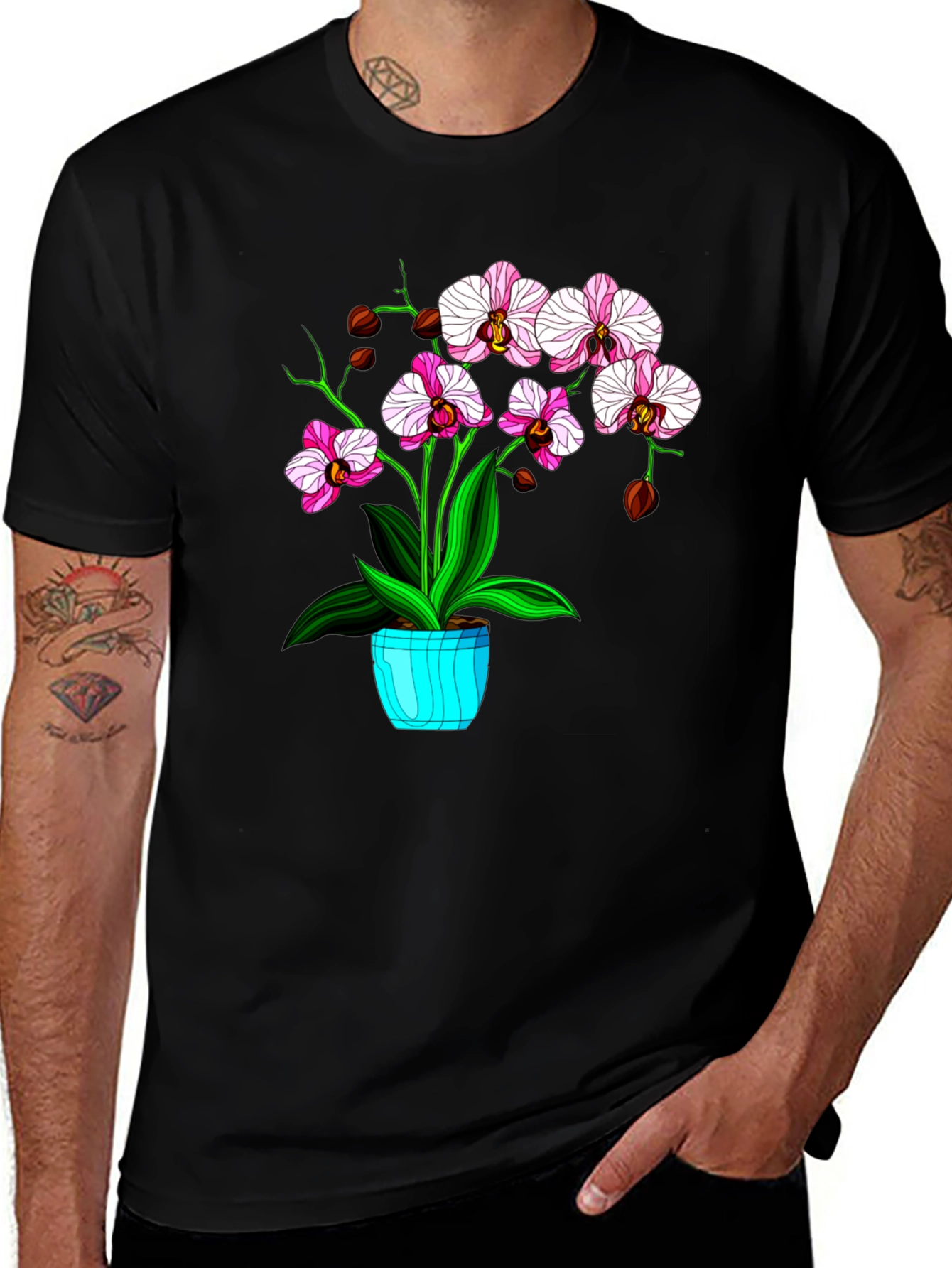 Variant 30 of Floral T-Shirt with Orchid Plant Graphic