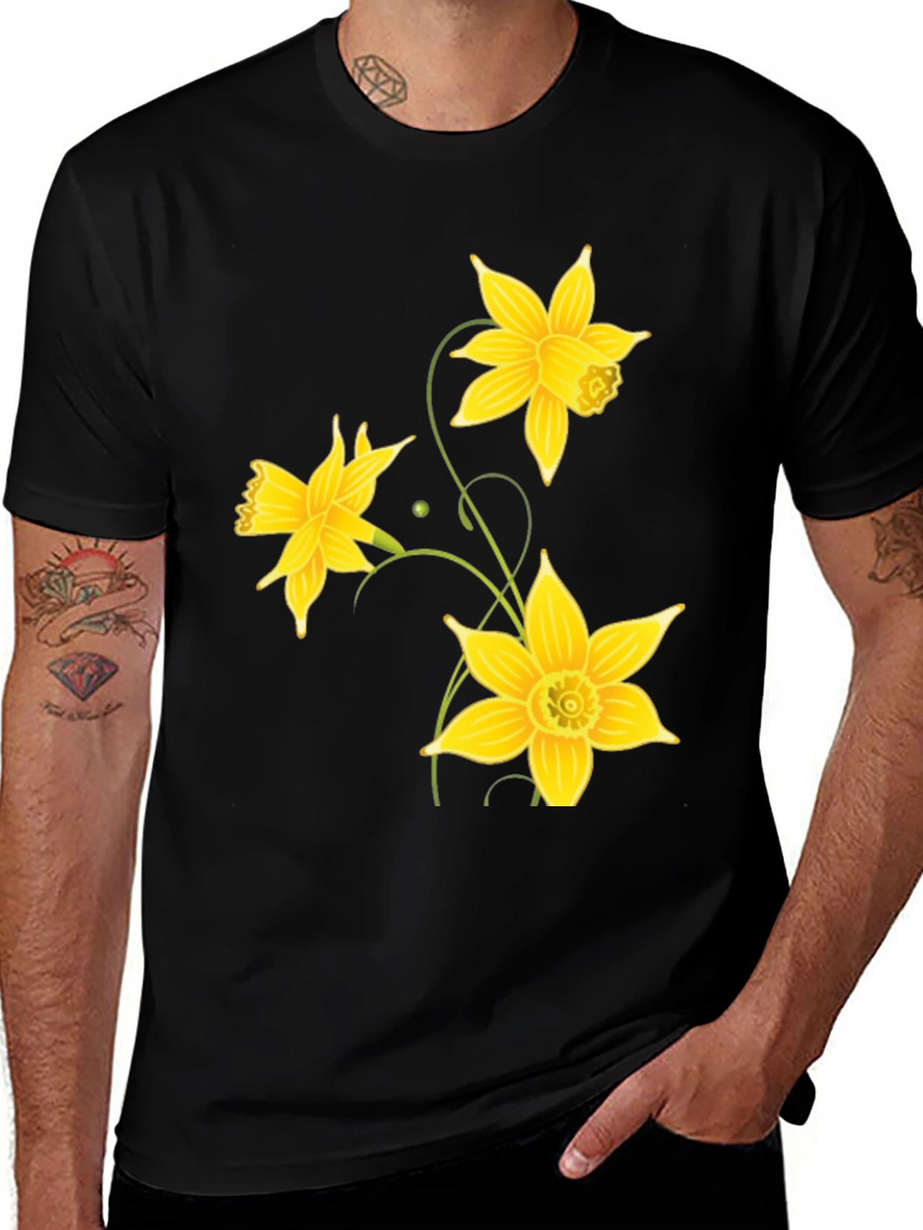 Variant 28 of Black Daffodil Flower Graphic T-Shirt