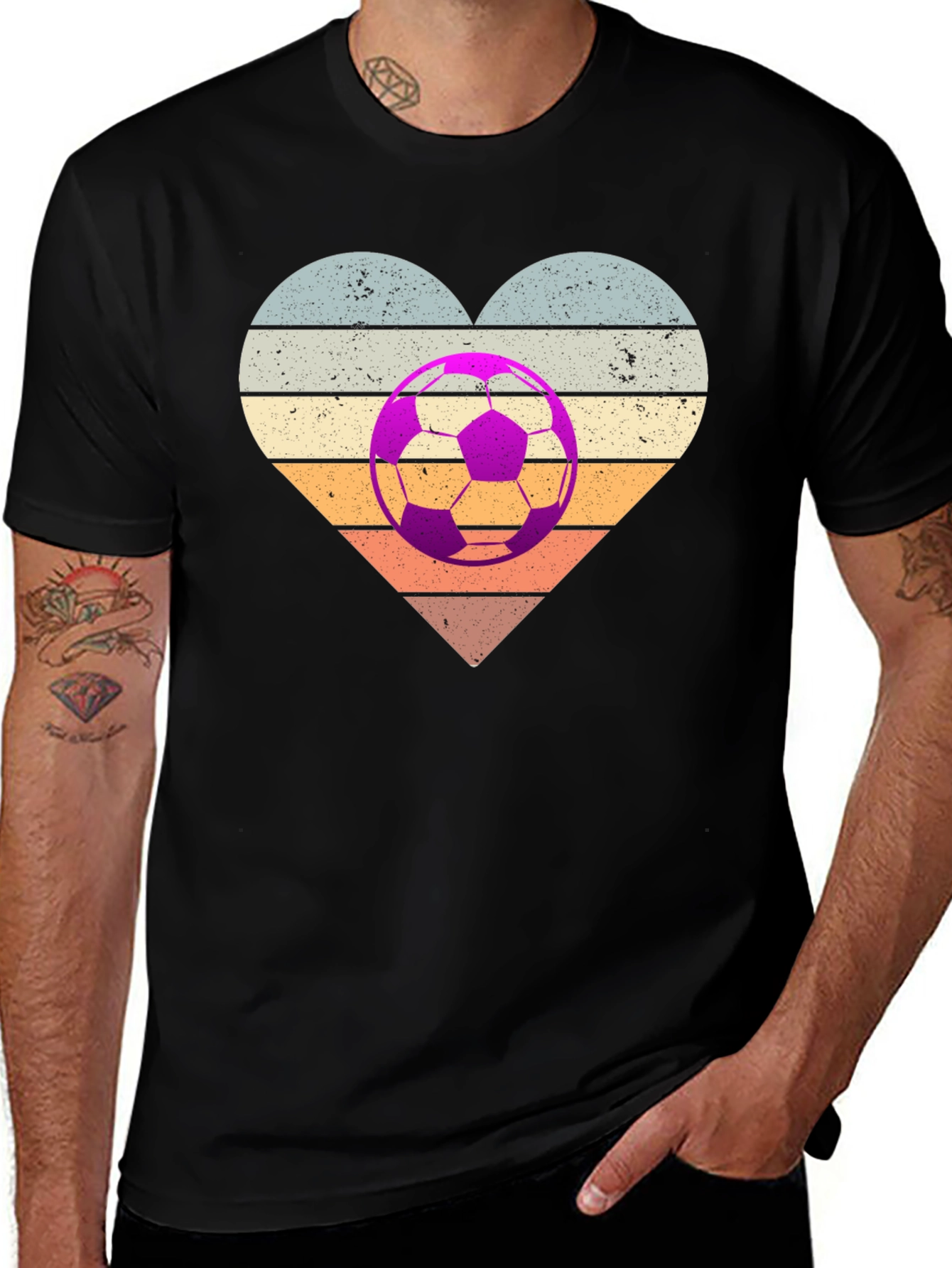 Variant 9 of Retro Soccer Heart T-Shirt - Vintage Style Graphic Tee