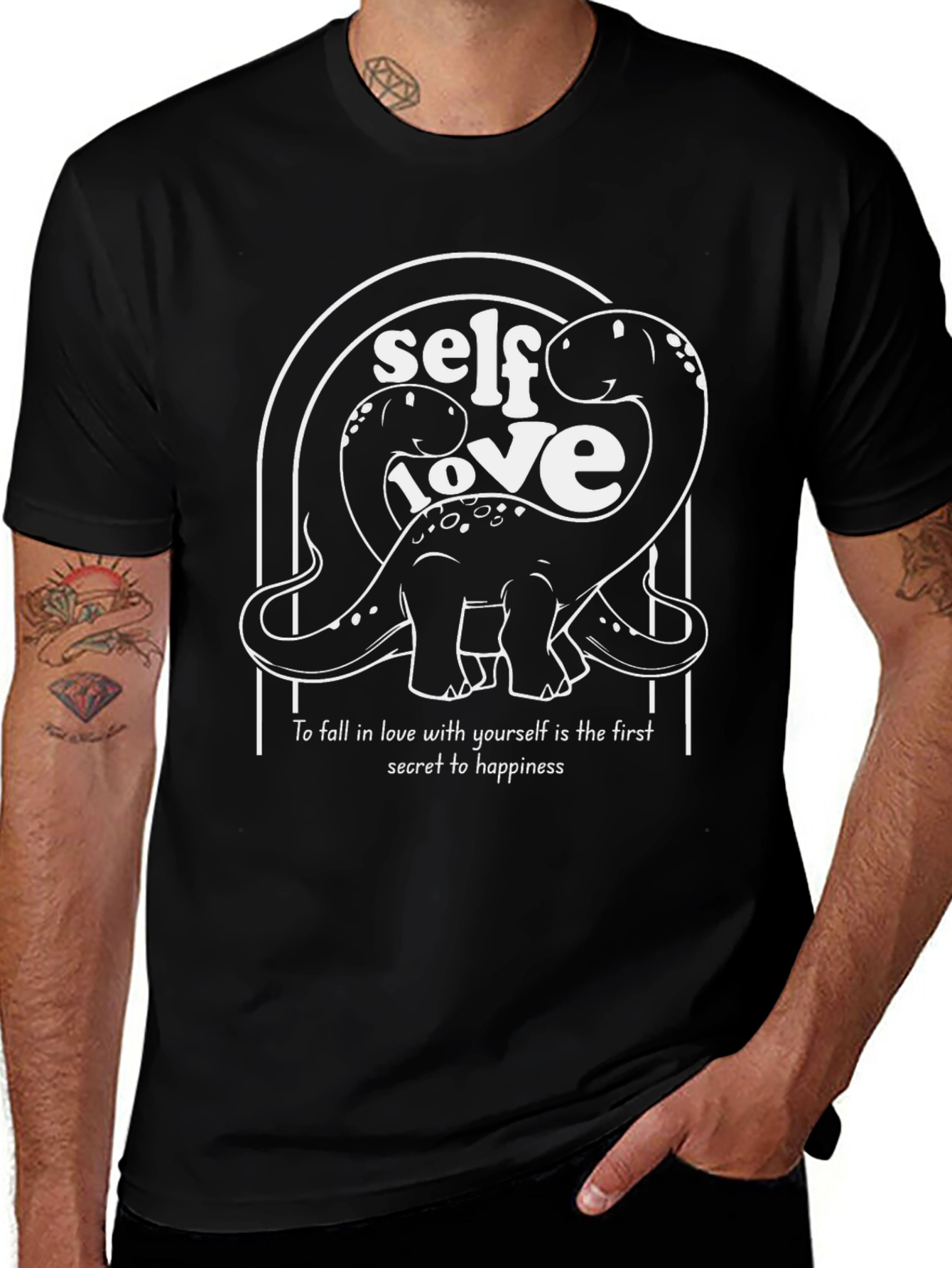 Variant 15 of Self Love Dinosaur Graphic Tee - Black