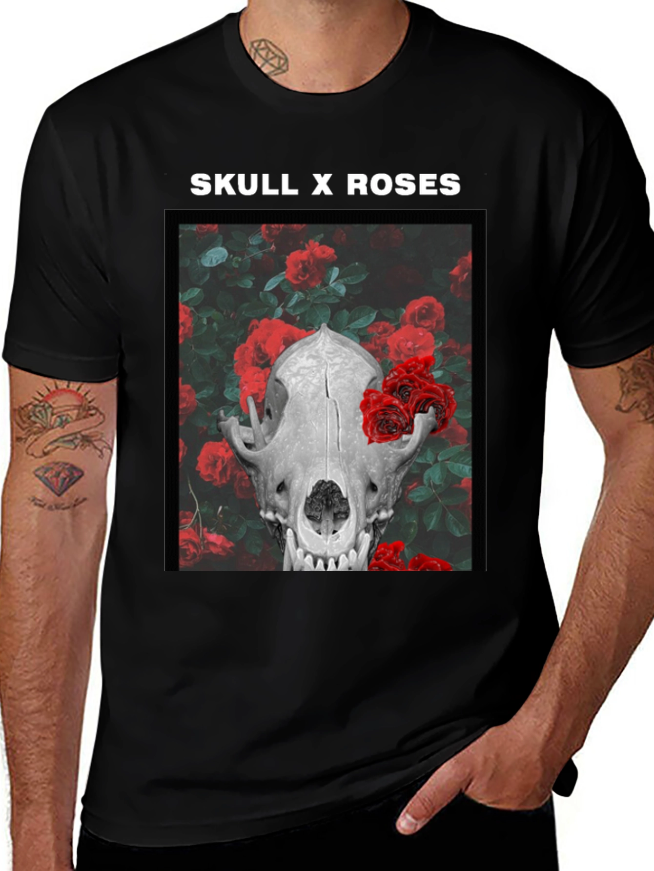 Variant 27 of Skull & Roses Graphic Tee - Edgy Style