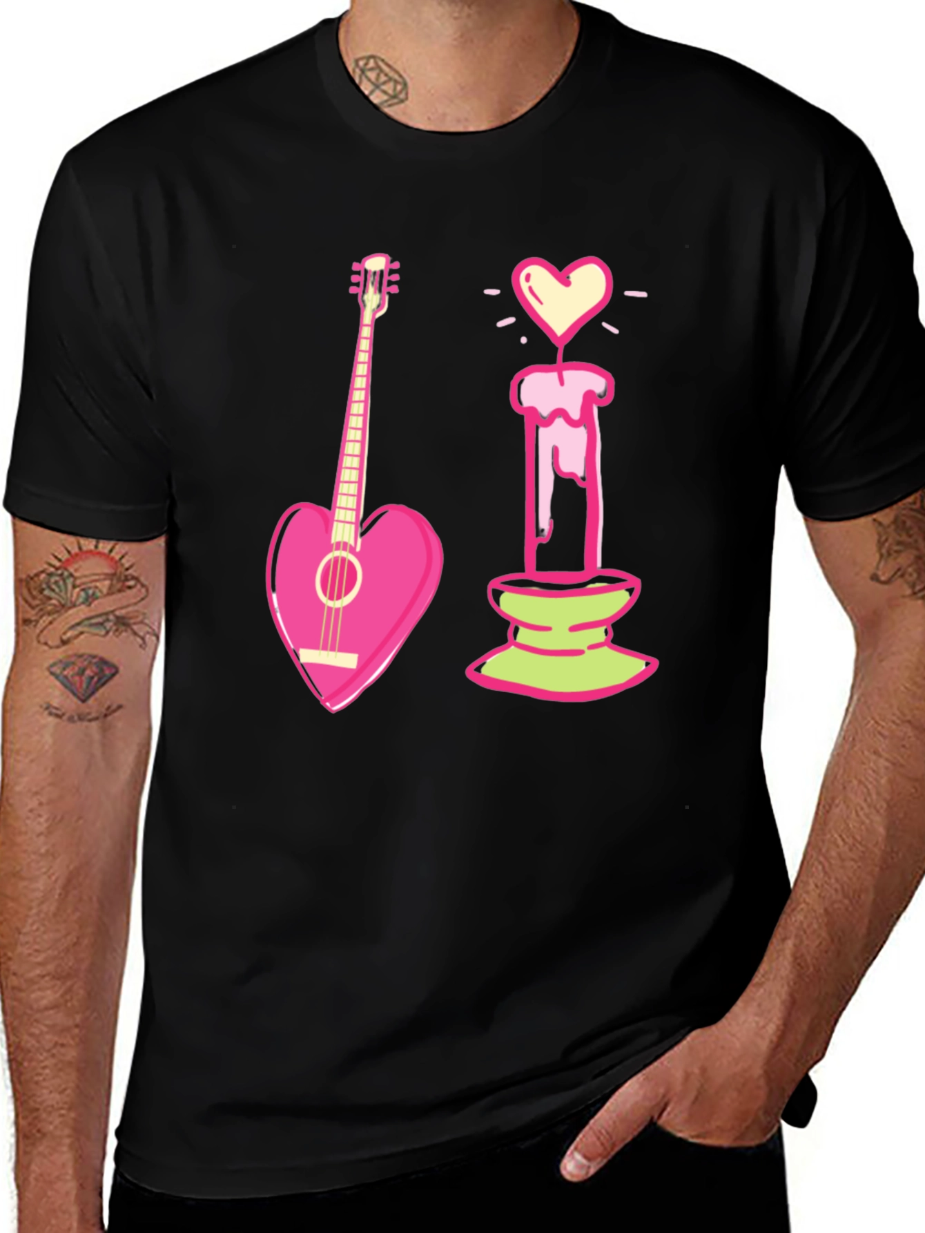 Variant 20 of Heart Guitar Candle Valentine T-Shirt