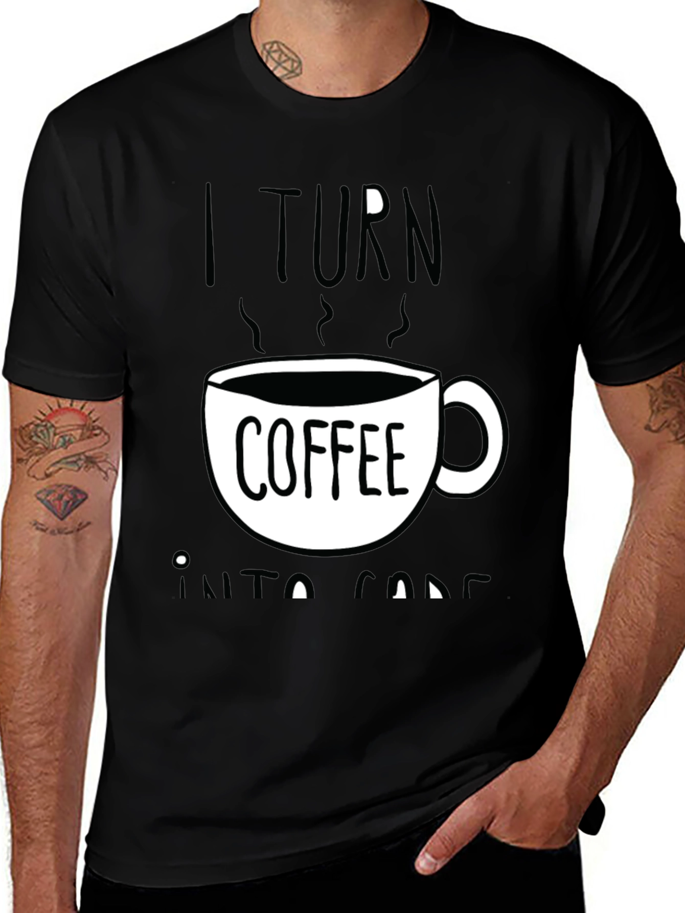 Variant 18 of Coffee into Code T-Shirt - Black, Short Sleeve