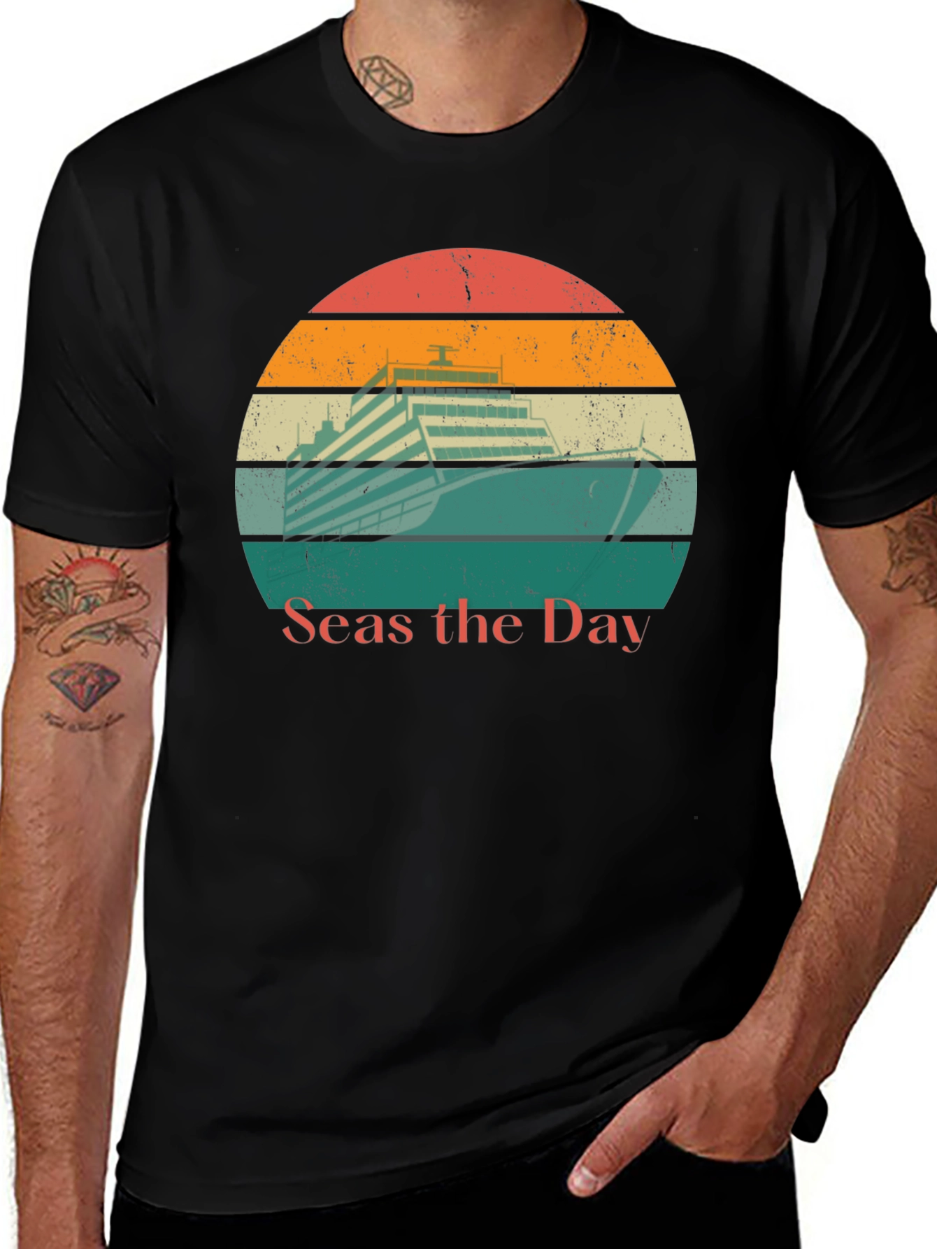 Variant 7 of Seas the Day Cruise Ship Graphic Tee
