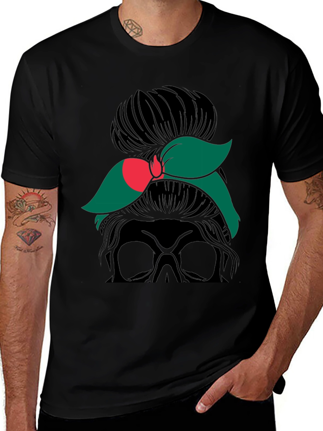 Variant 16 of Messy Bun Bangladesh Flag T-Shirt