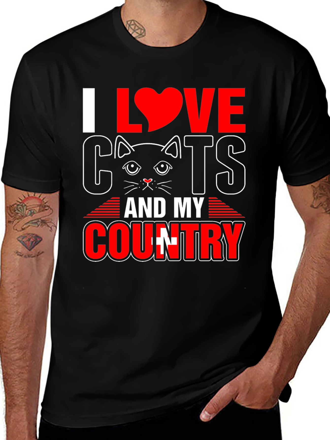 Variant 28 of I Love Cats and My Country T-Shirt