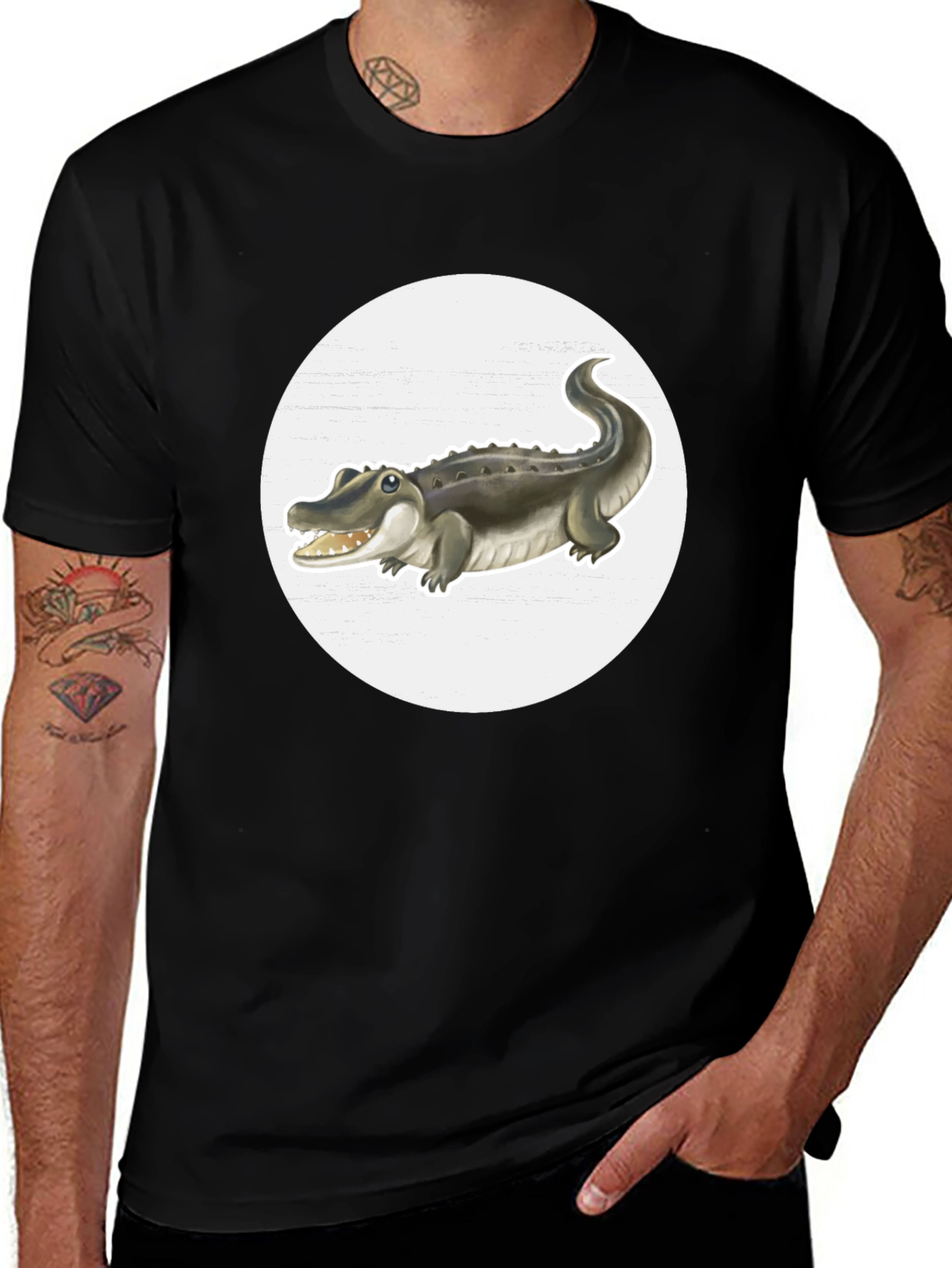 Variant 4 of Crocodile Graphic Tee - Black