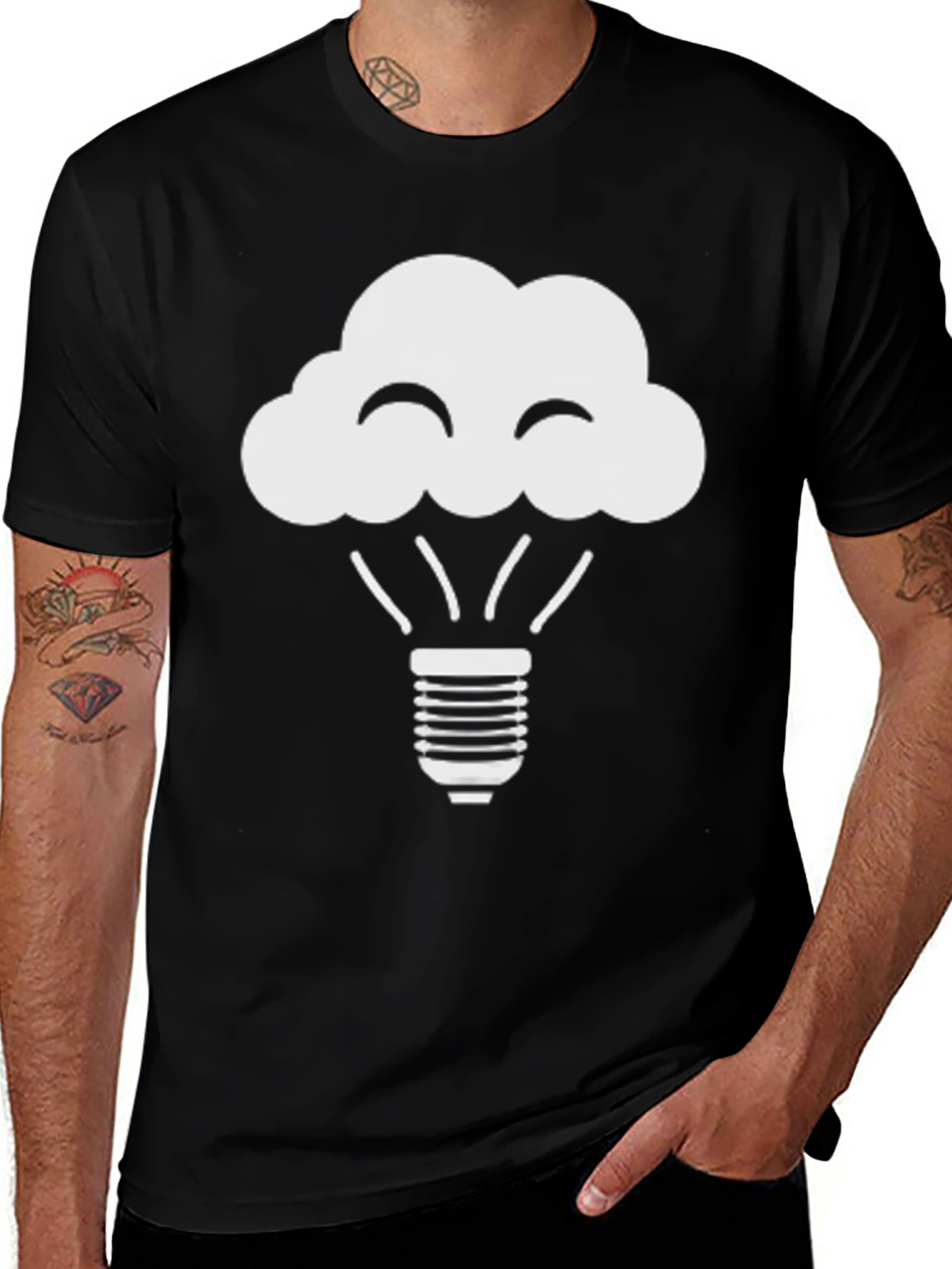 Variant 9 of Cloud Light Bulb Graphic Tee - Black
