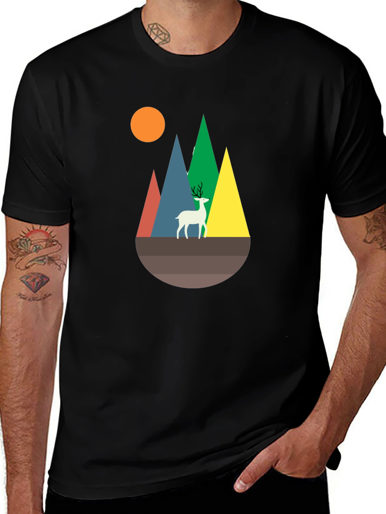 Variant 7 of Deer Mountain Graphic Tee - Men's Black T-Shirt