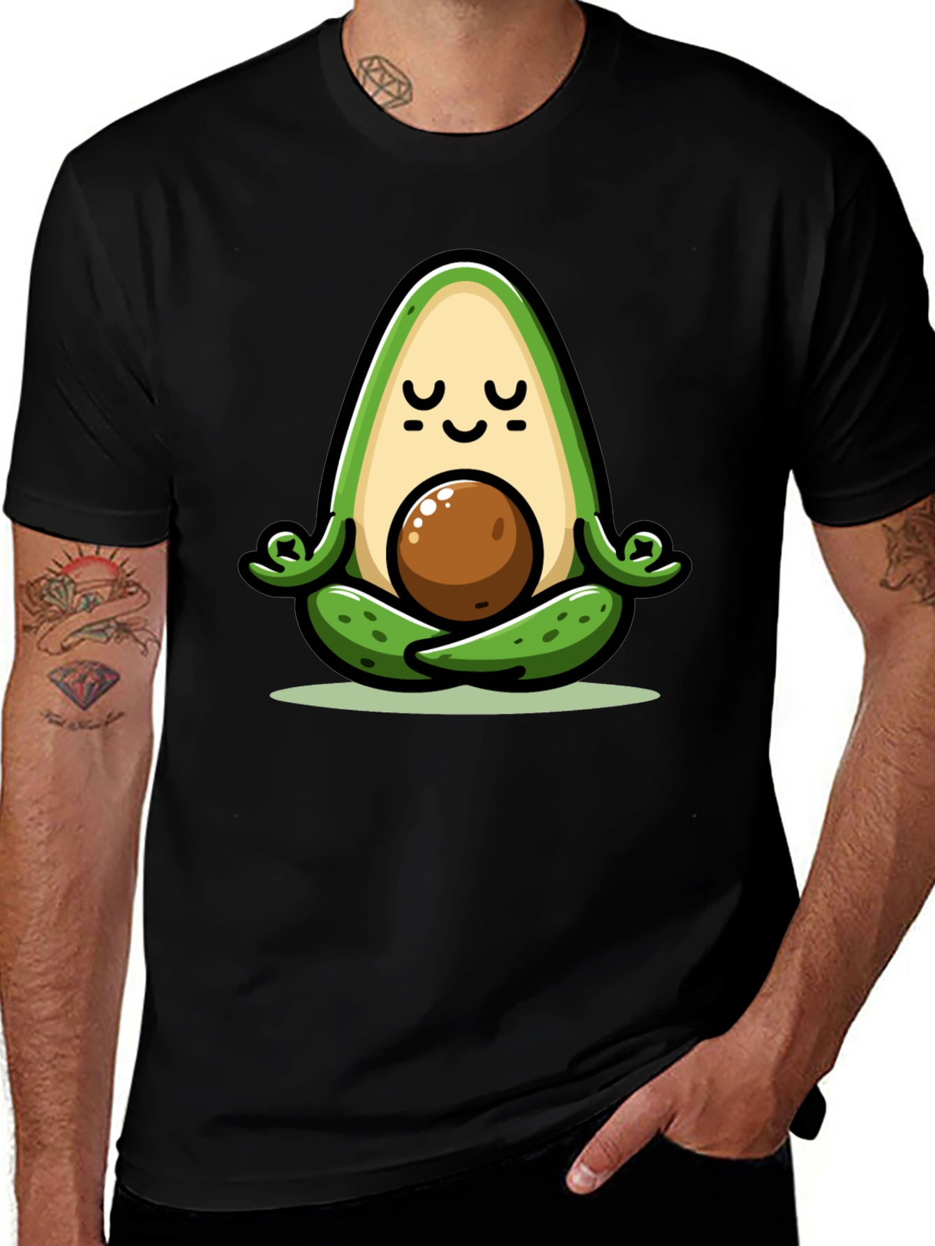 Variant 7 of Zen Avocado T-Shirt - Meditating Fruit Tee