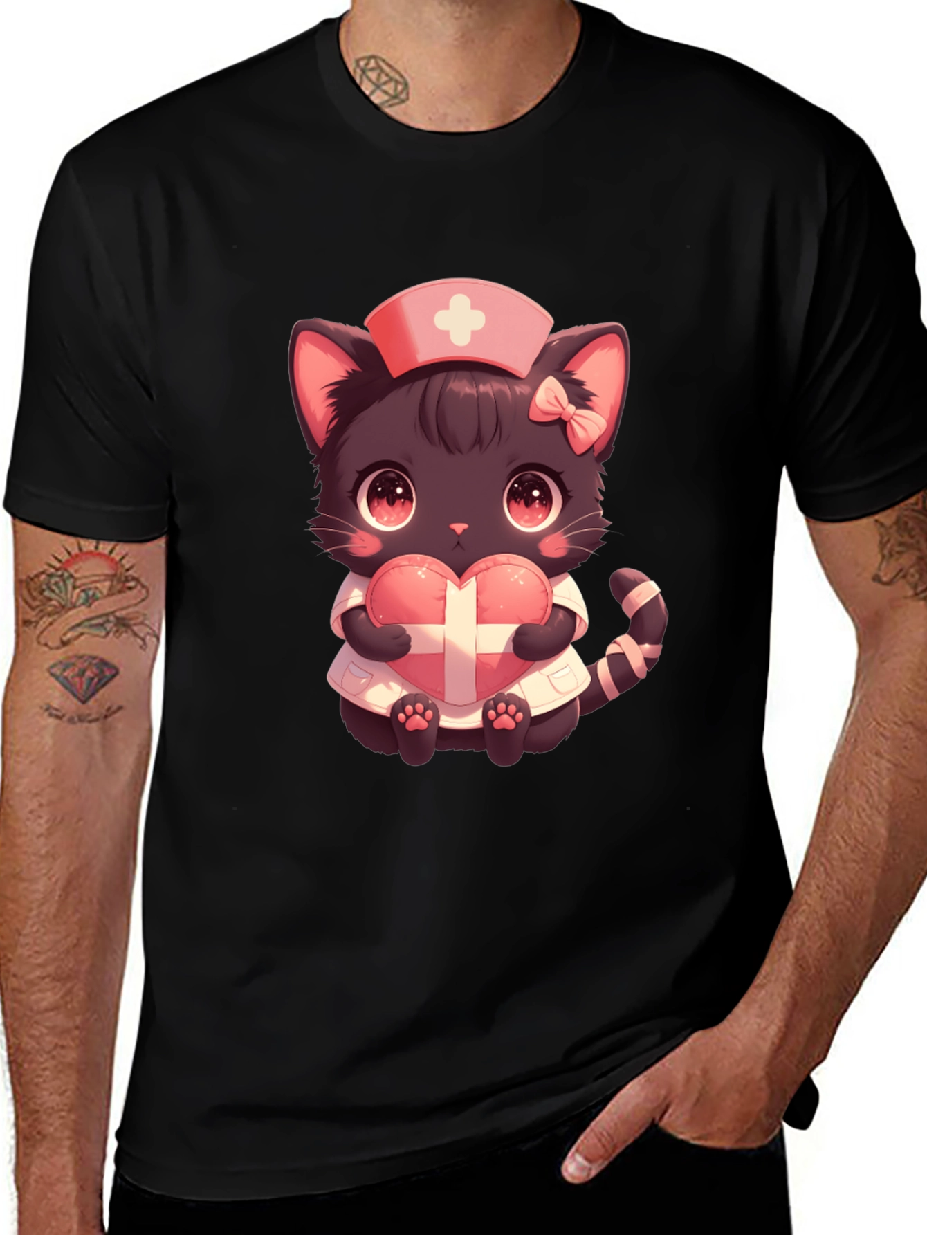 Variant 6 of Nurse Kitty T-Shirt - Cute Cat with Heart