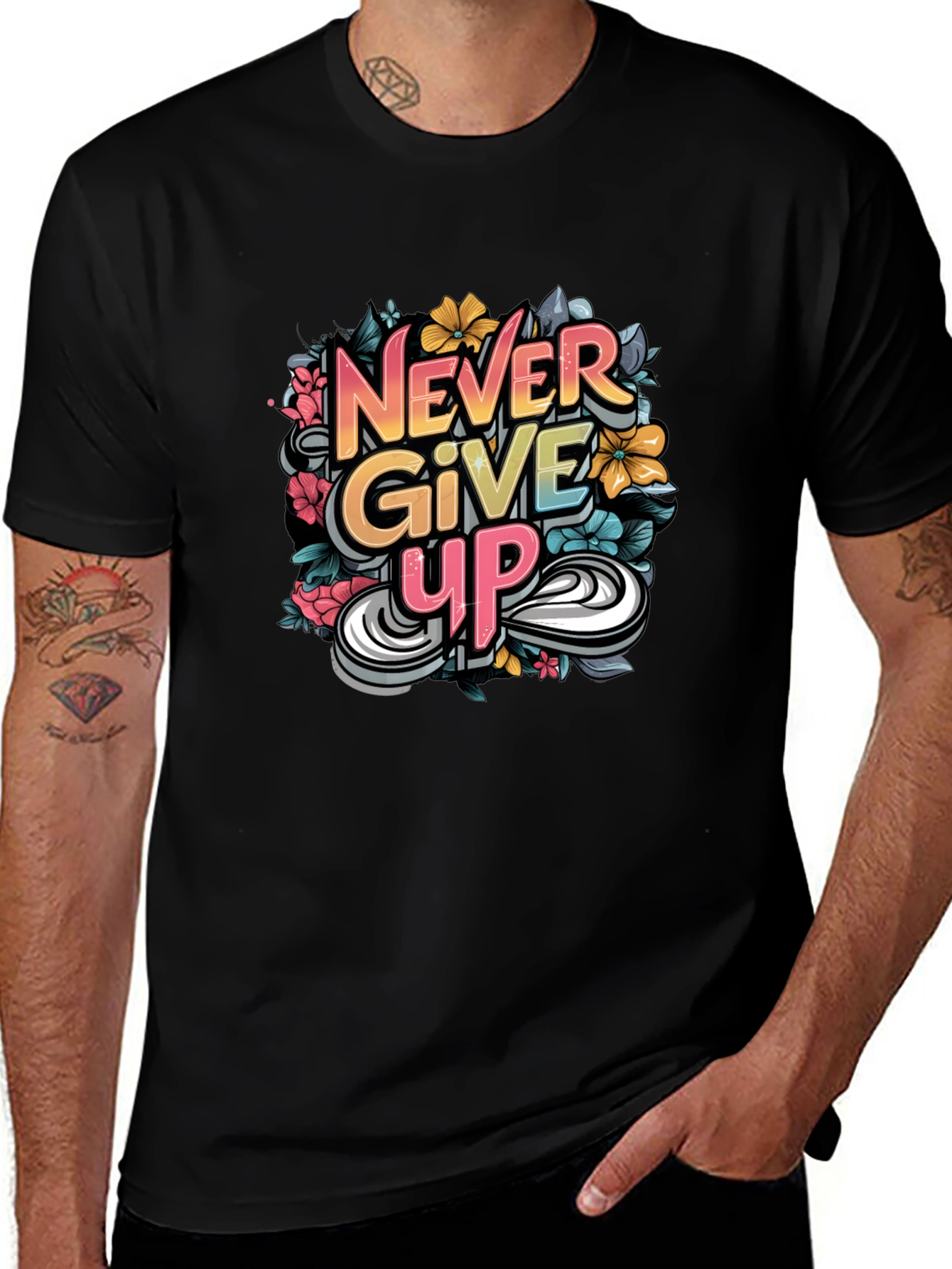 Variant 13 of Never Give Up Graphic Print Tee