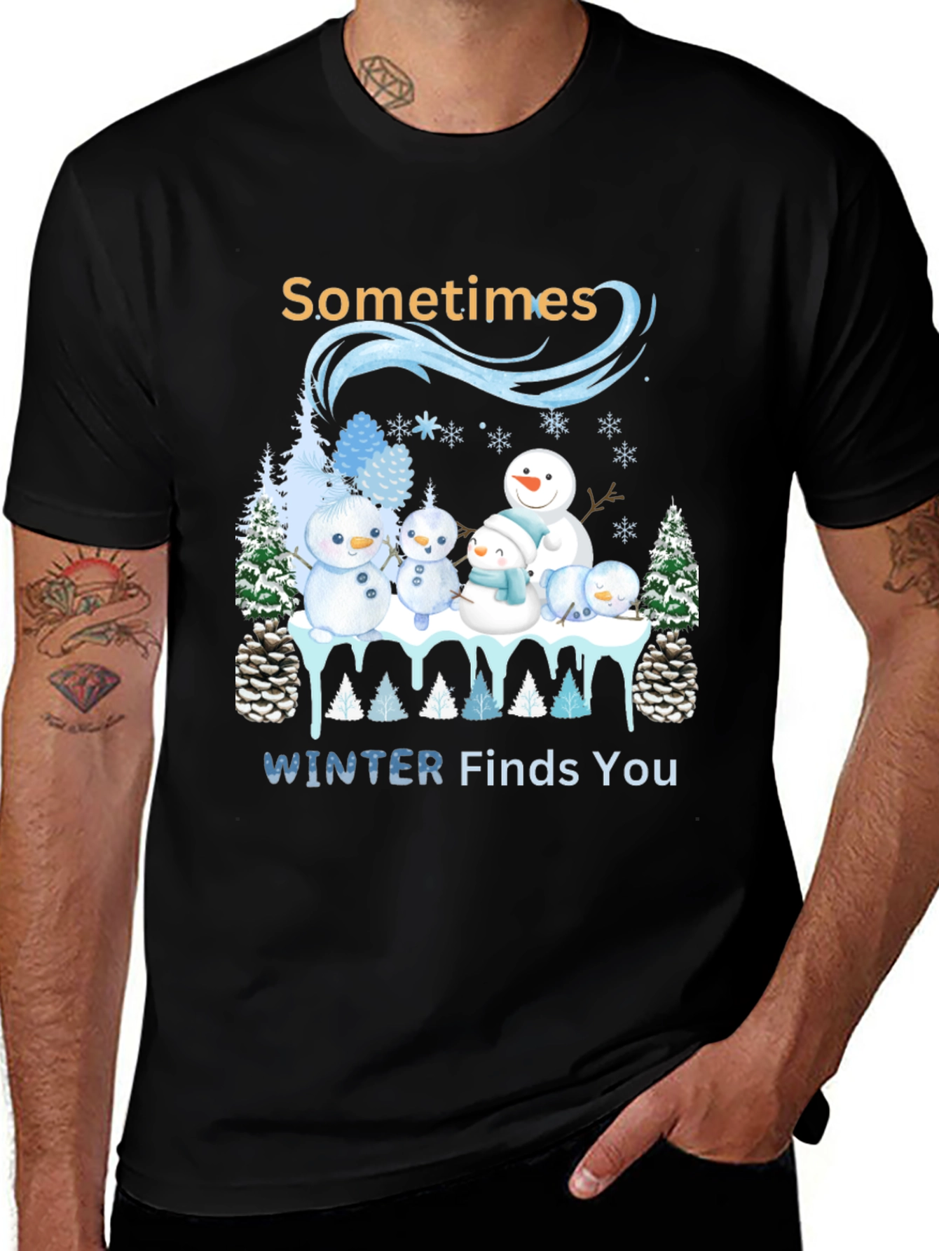 Variant 17 of Winter Snowman Family T-Shirt