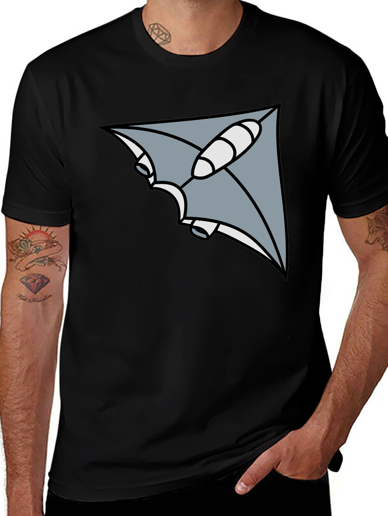 Black Geometric Ray Black T-Shirt main image