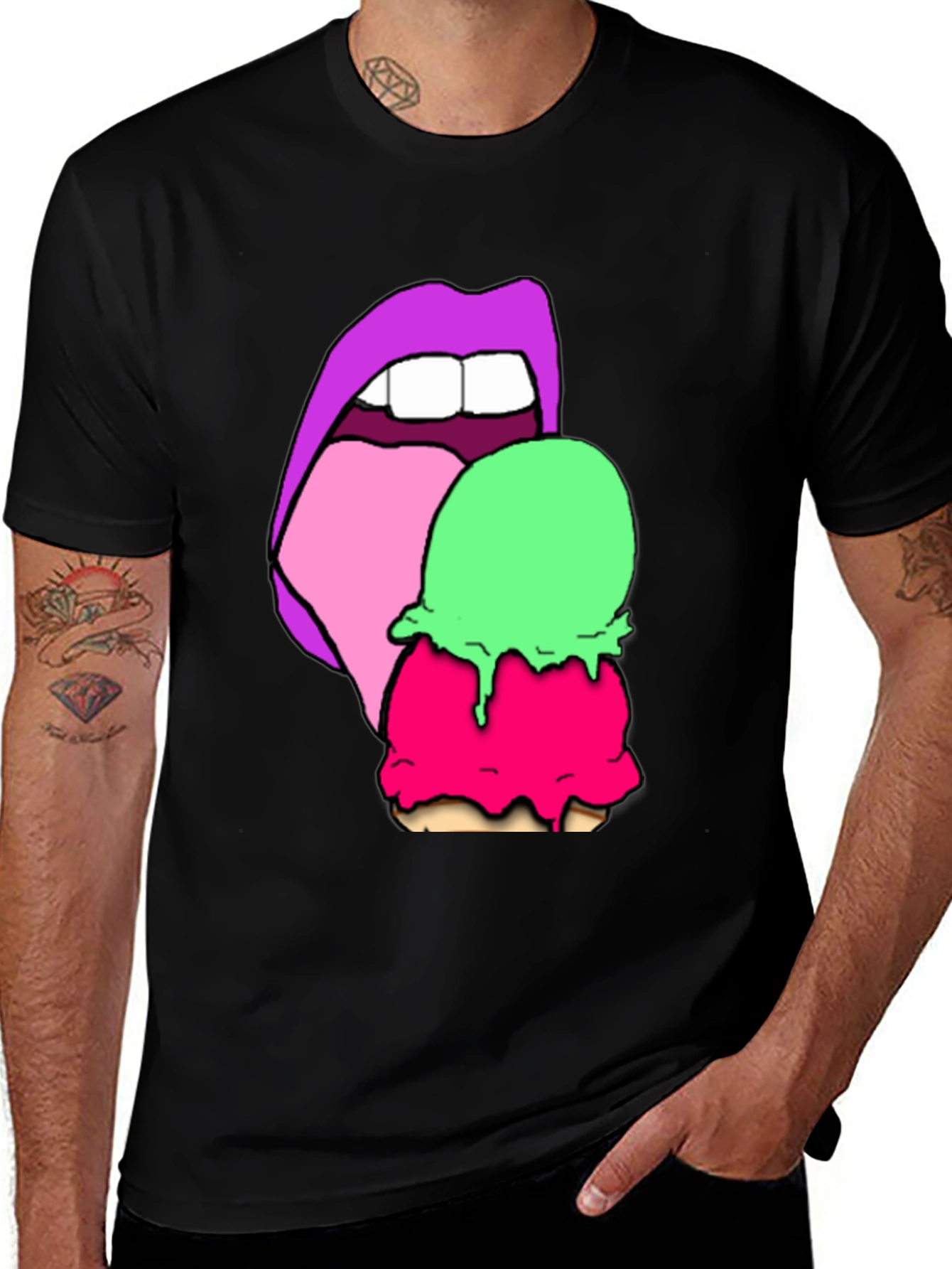 Variant 16 of Lips Licking Ice Cream Graphic T-Shirt