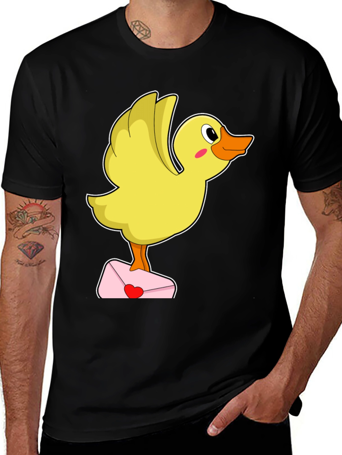 Variant 18 of Duck with Love Letter T-Shirt - Cute Valentine's Day Gift!