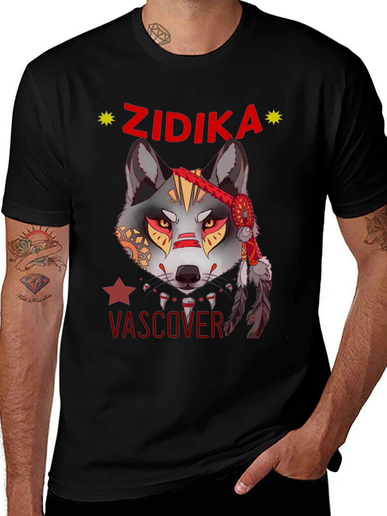 Variant 11 of Wolf Graphic Print T-Shirt - Zidika Vascover Design