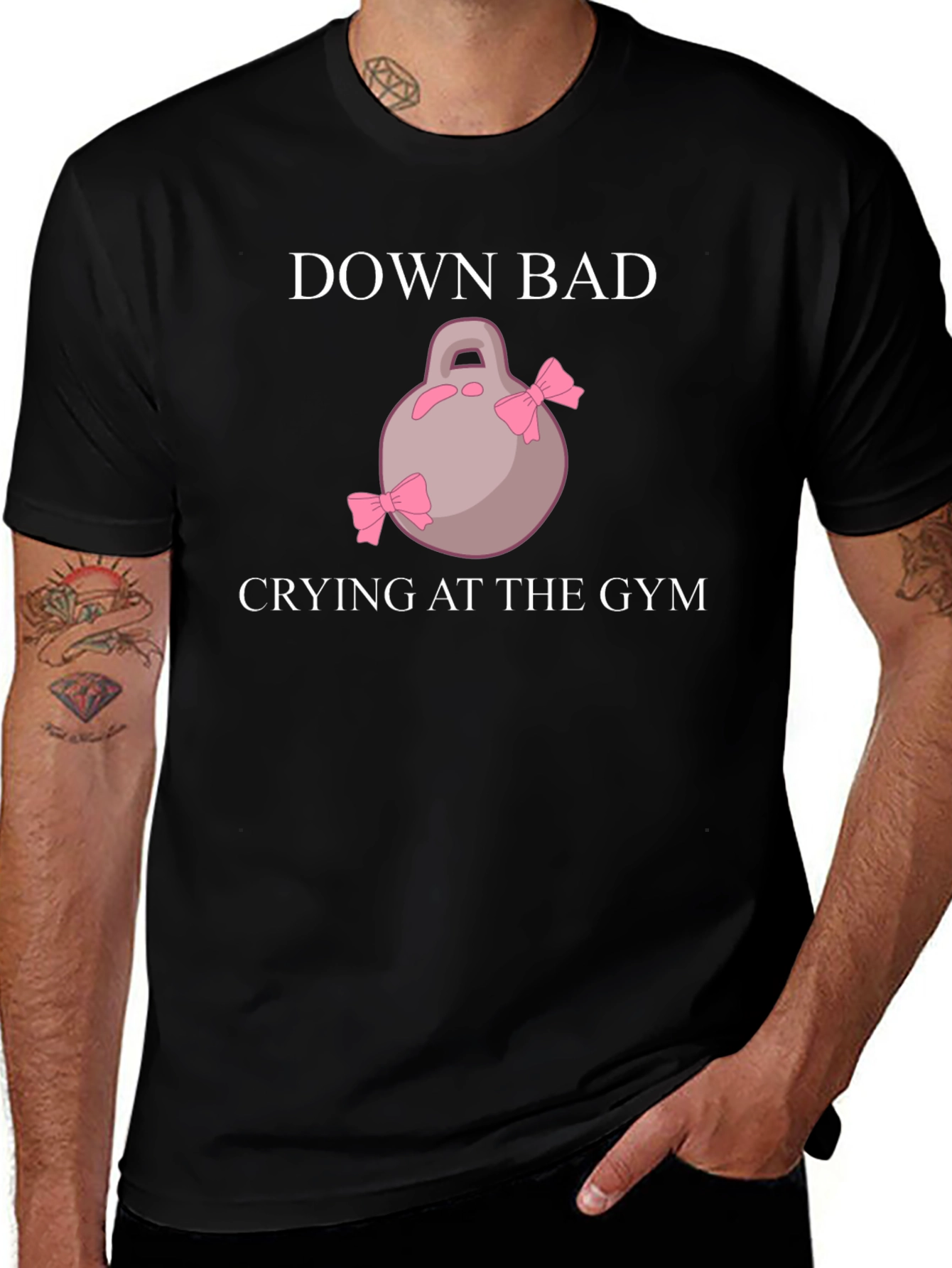 Variant 6 of Down Bad Crying at the Gym Black T-Shirt
