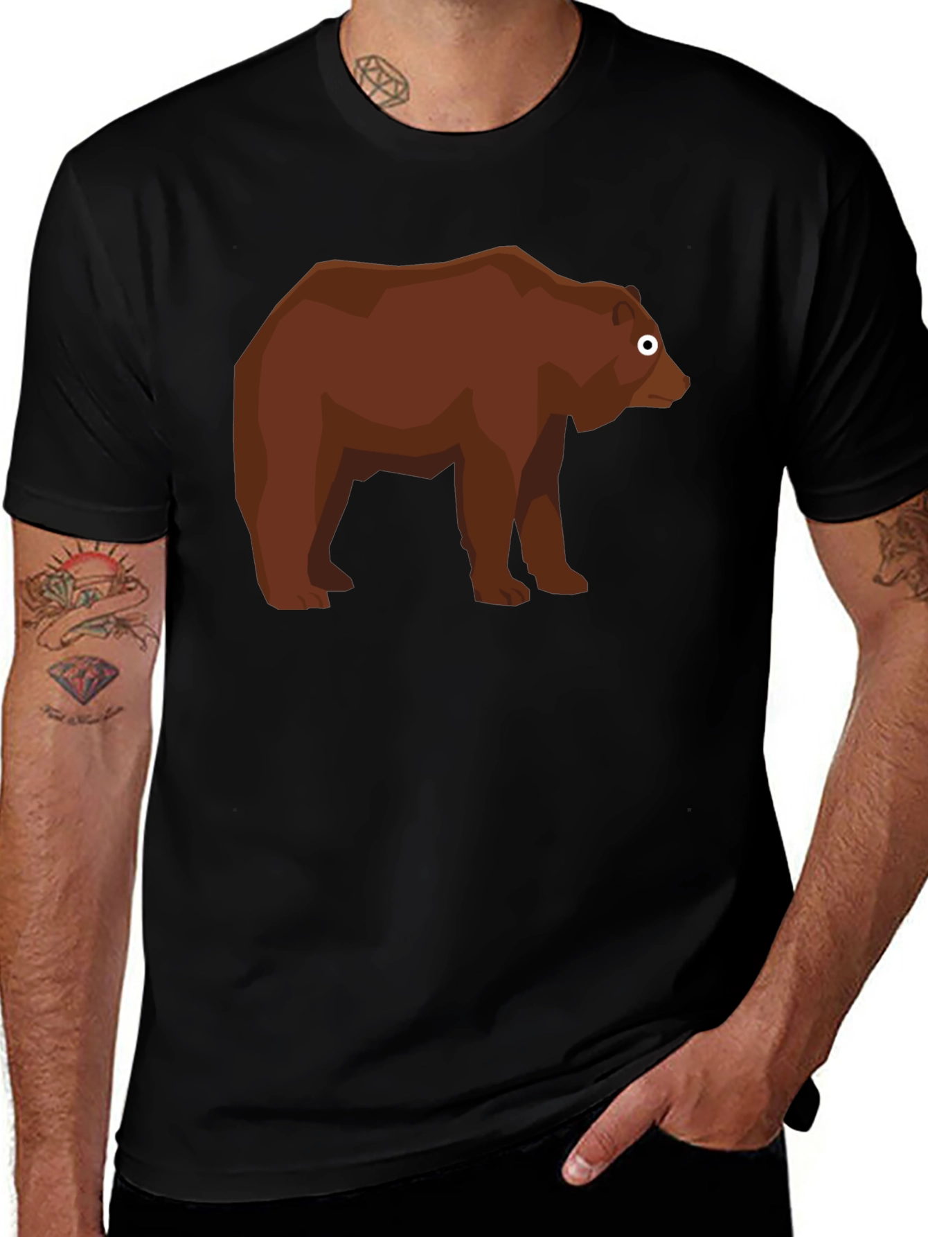Variant 29 of Bear Graphic Tee - Men's Black T-Shirt