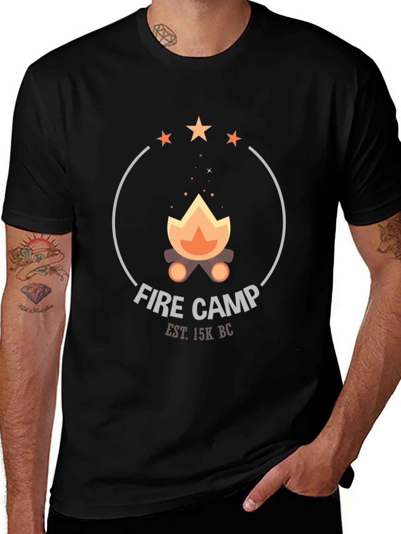 Variant 19 of Fire Camp Graphic Tee - Black Cotton T-Shirt