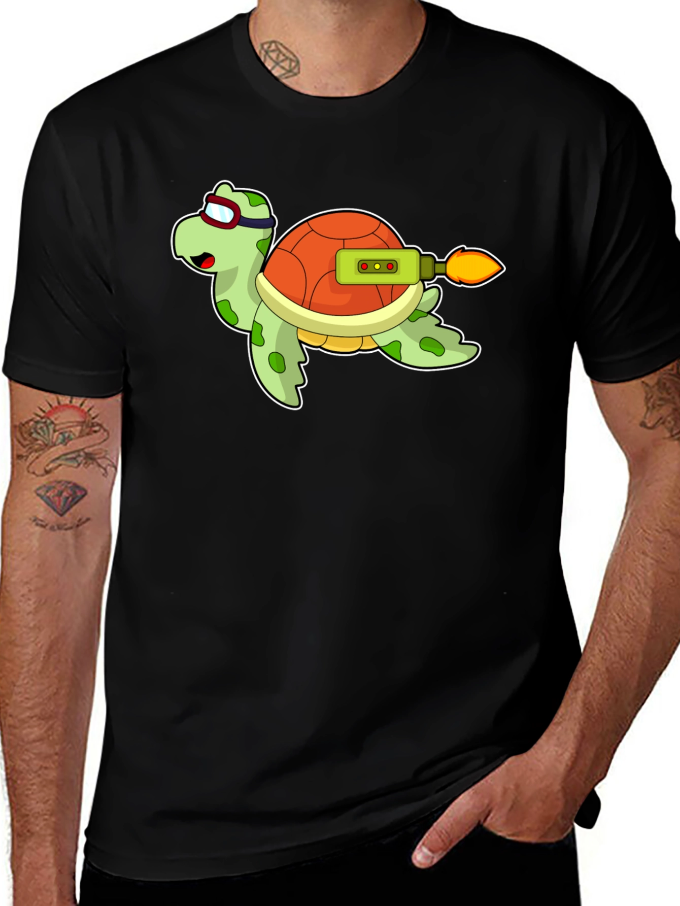 Variant 20 of Rocket Turtle Black T-Shirt