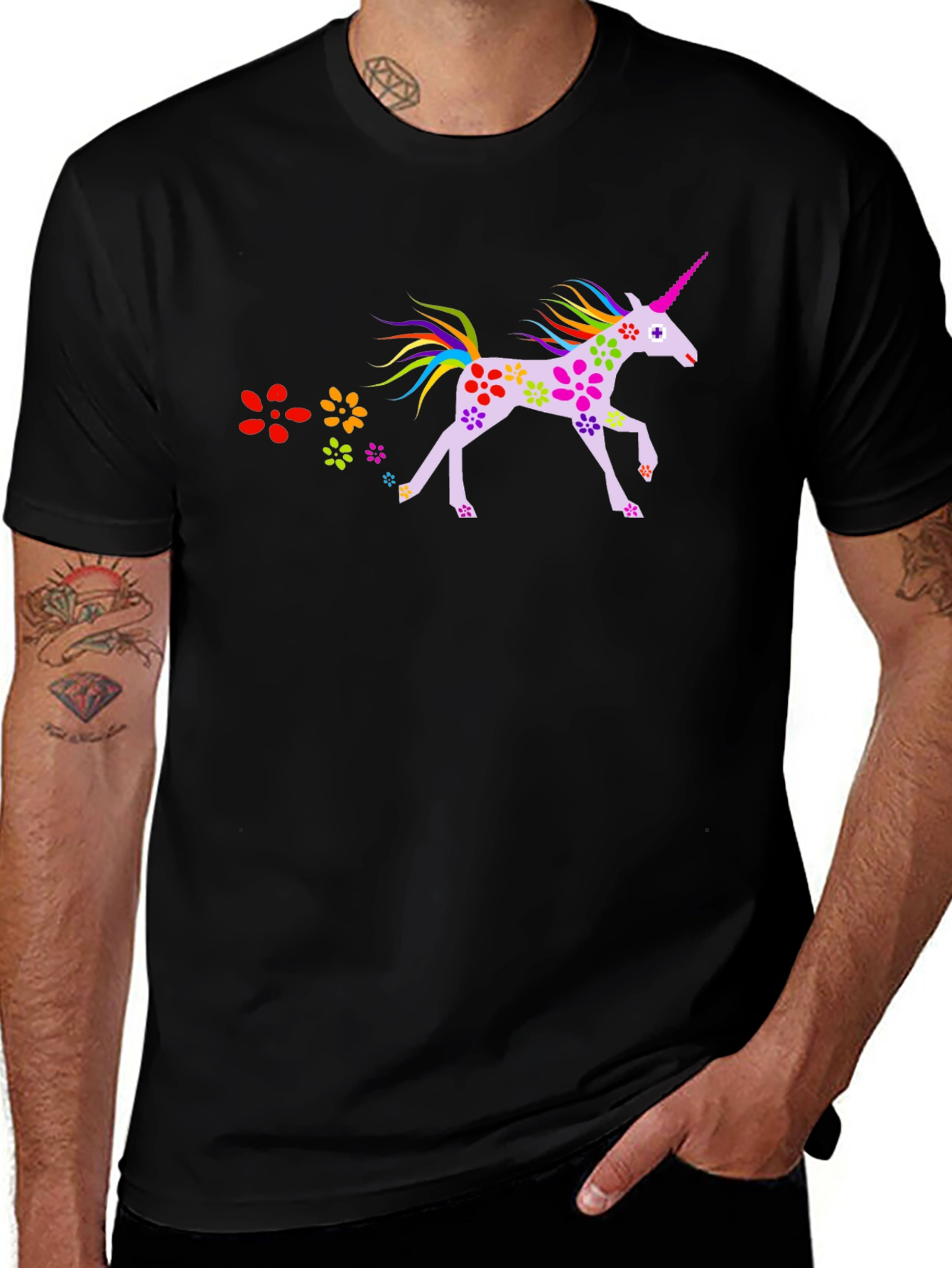 Variant 26 of Unicorn Flower Power T-Shirt, Unique Design