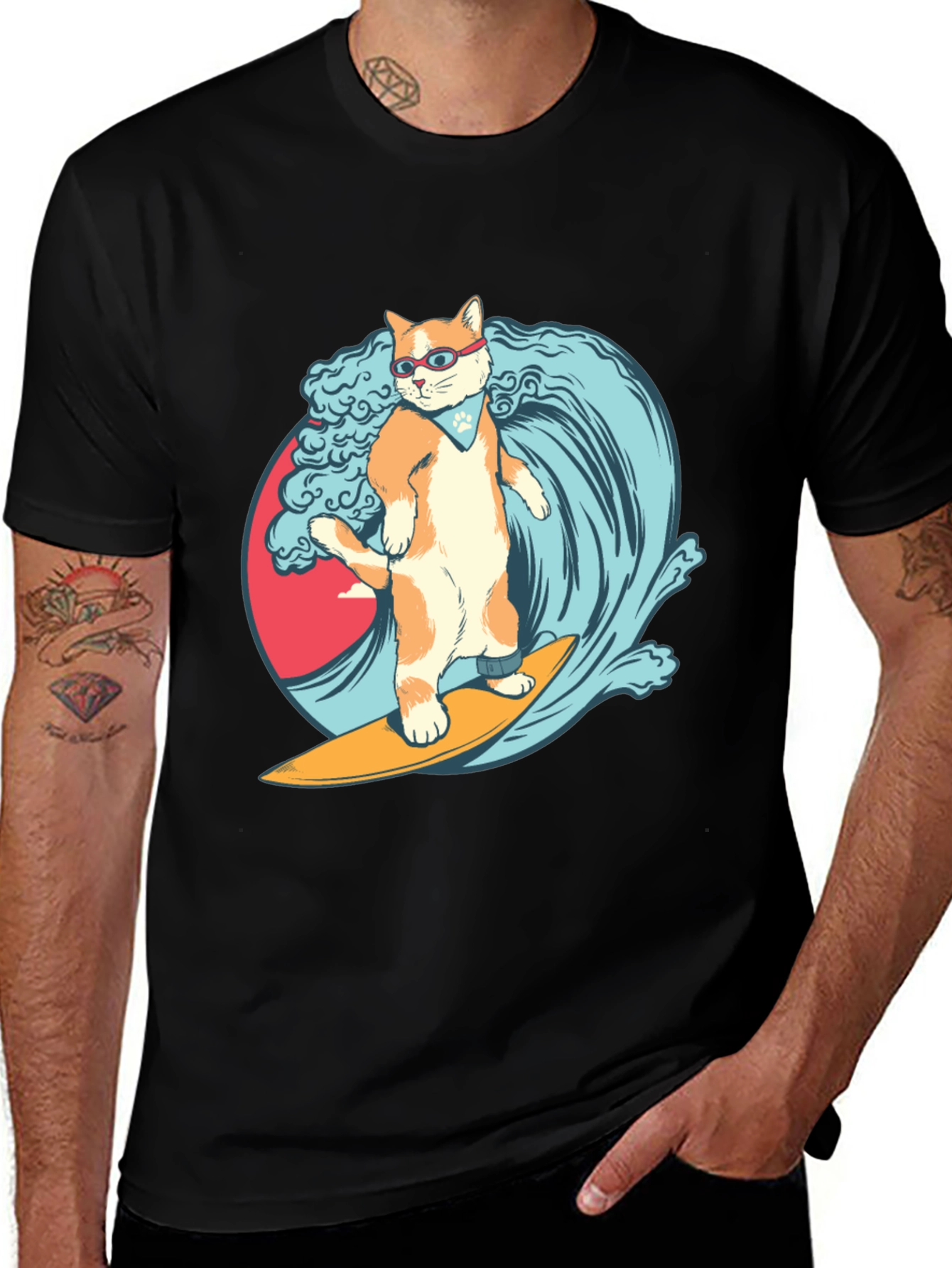 Variant 17 of Surfing Cat T-Shirt - Cool Graphic Tee