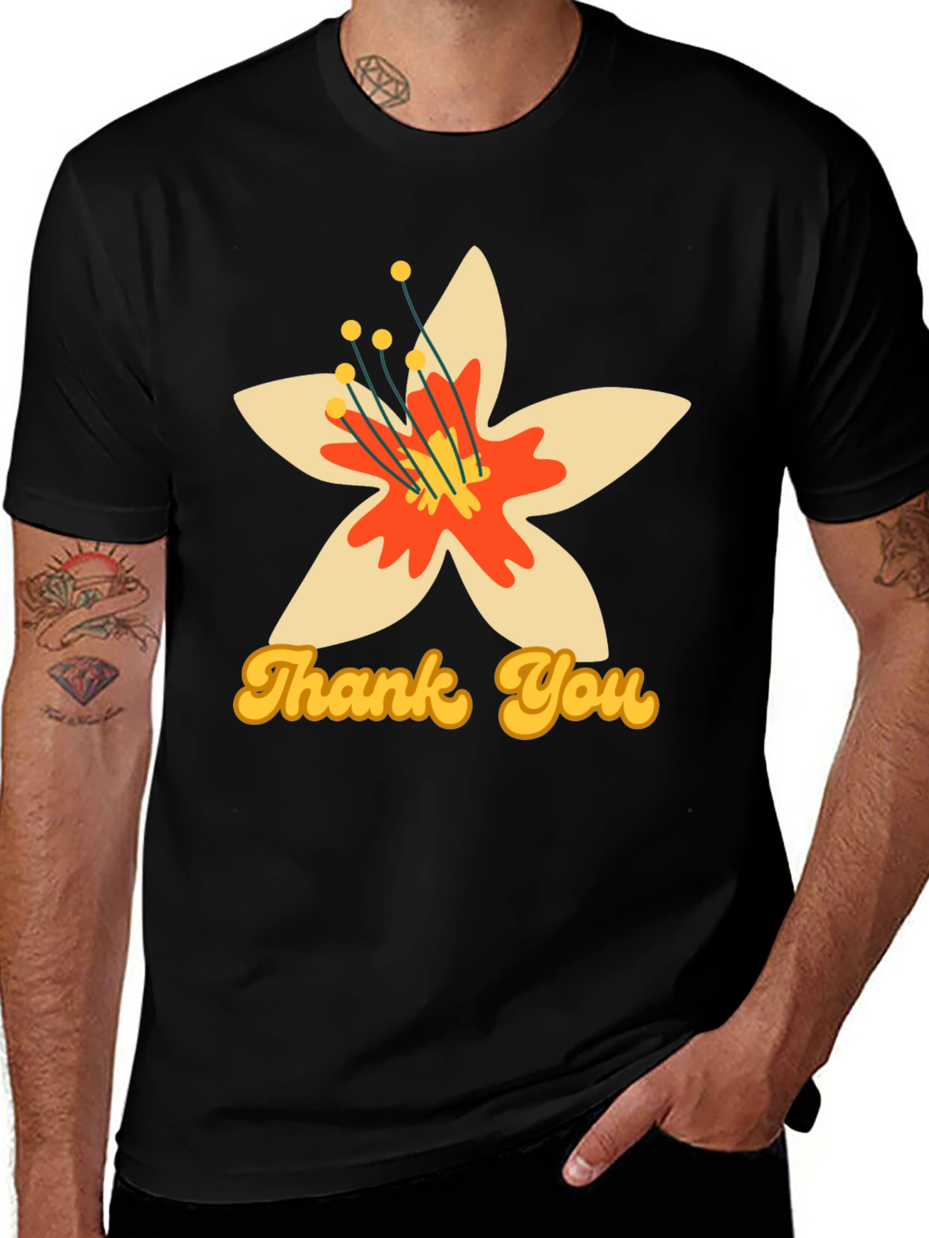 Variant 9 of Floral Thank You Graphic T-Shirt