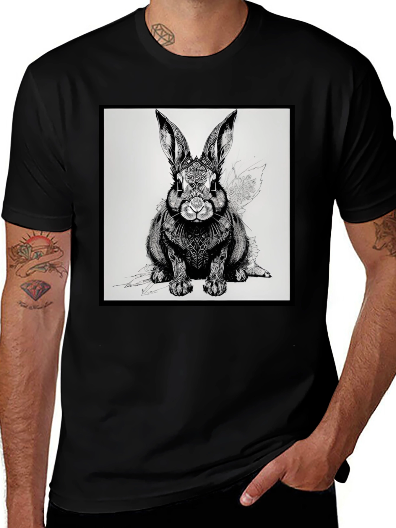 Variant 28 of Bunny Art Black T-Shirt