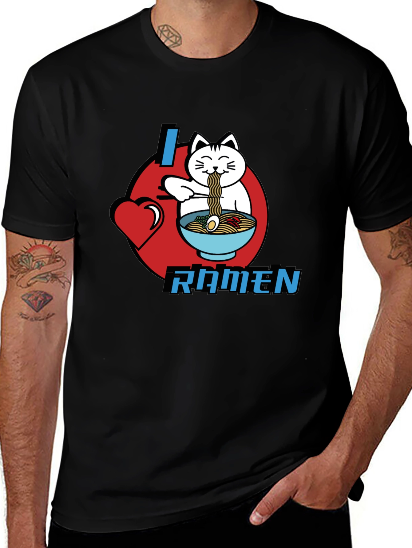 Variant 7 of I Love Ramen Cat T-Shirt - Cute Anime Style