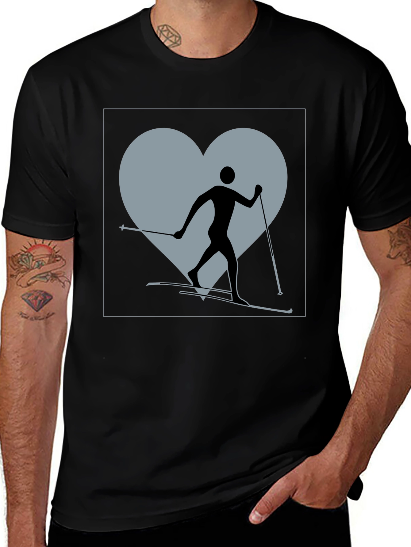 Variant 22 of Cross Country Skiing Heart T-Shirt