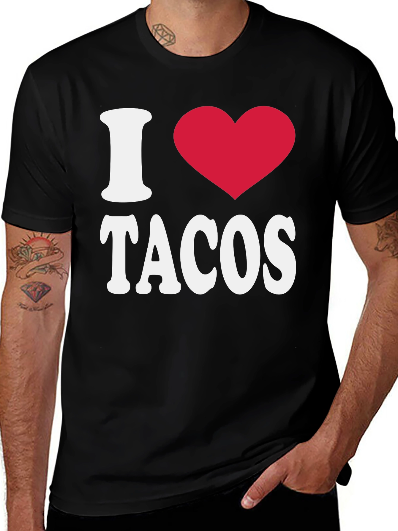 Variant 19 of I Love Tacos Graphic Tee - Casual Black T-Shirt