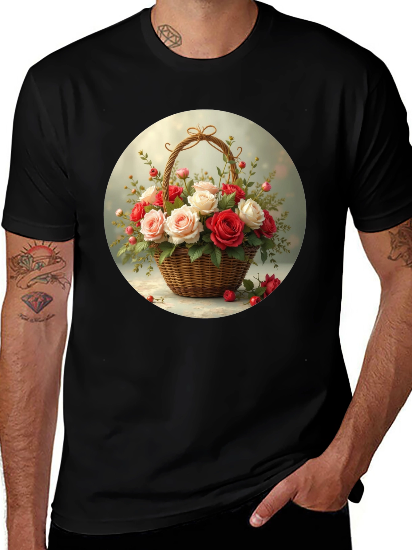 Variant 17 of Floral Basket T-Shirt
