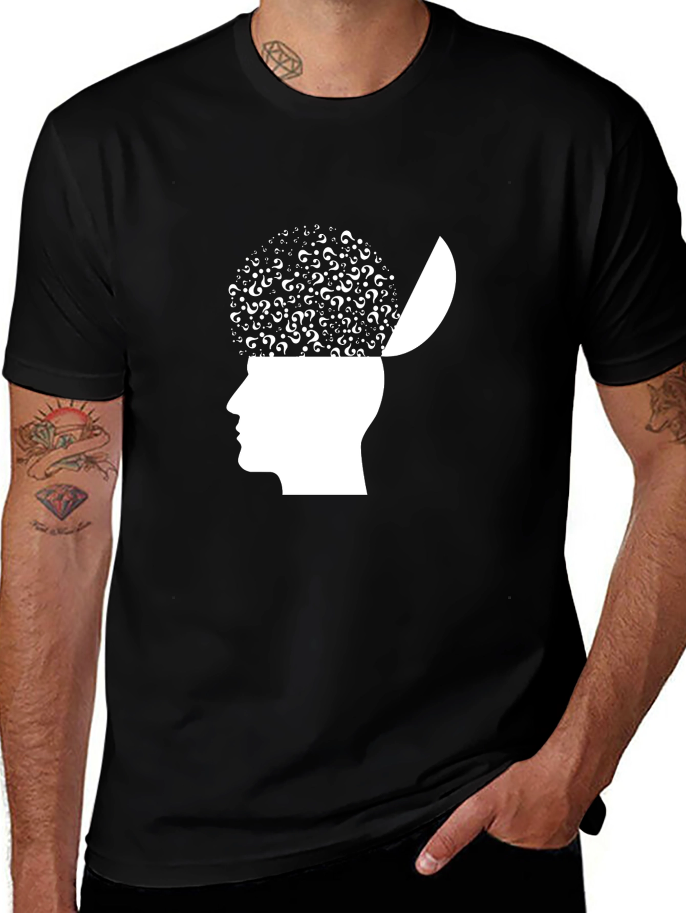 Variant 30 of Question Mind T-Shirt - Open Head Design
