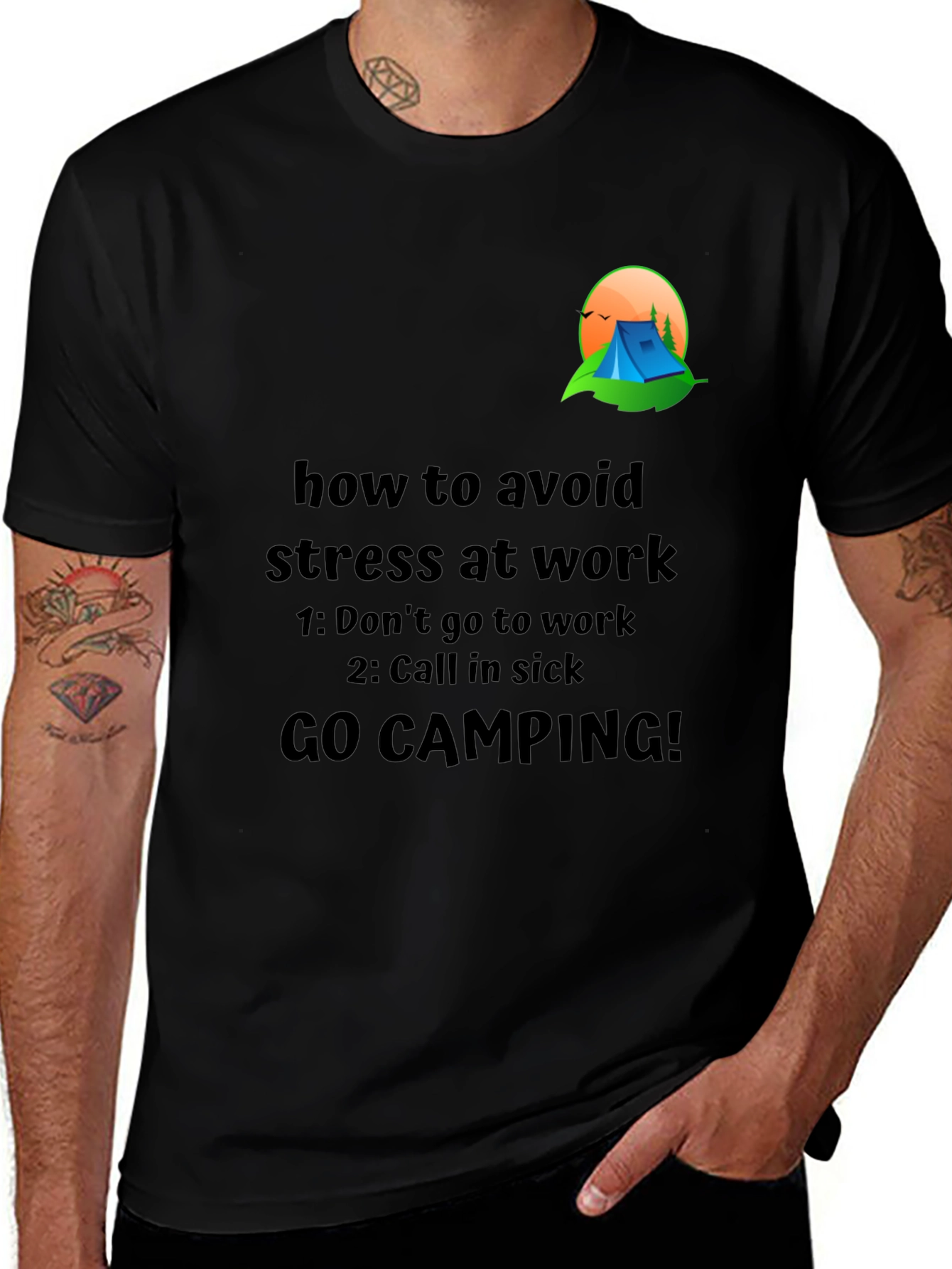 Variant 25 of Avoid Stress T-Shirt: Camping Graphic Tee