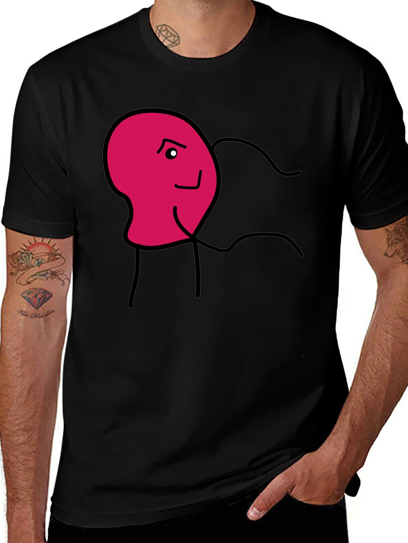 Variant 17 of Funny Cartoon Character Black T-Shirt