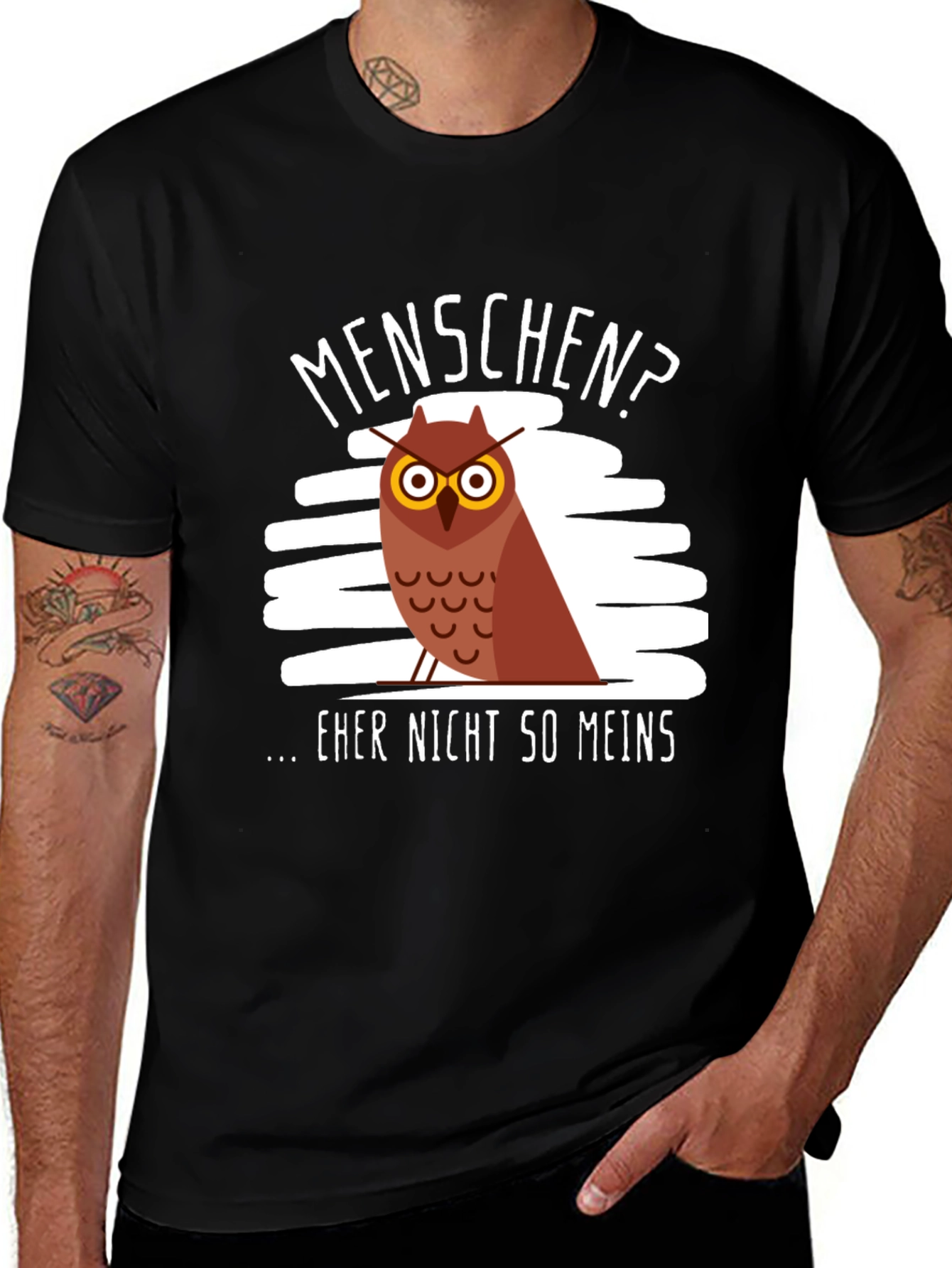 Variant 25 of Funny Owl Graphic T-Shirt - Menschen? Eher Nicht So Meins