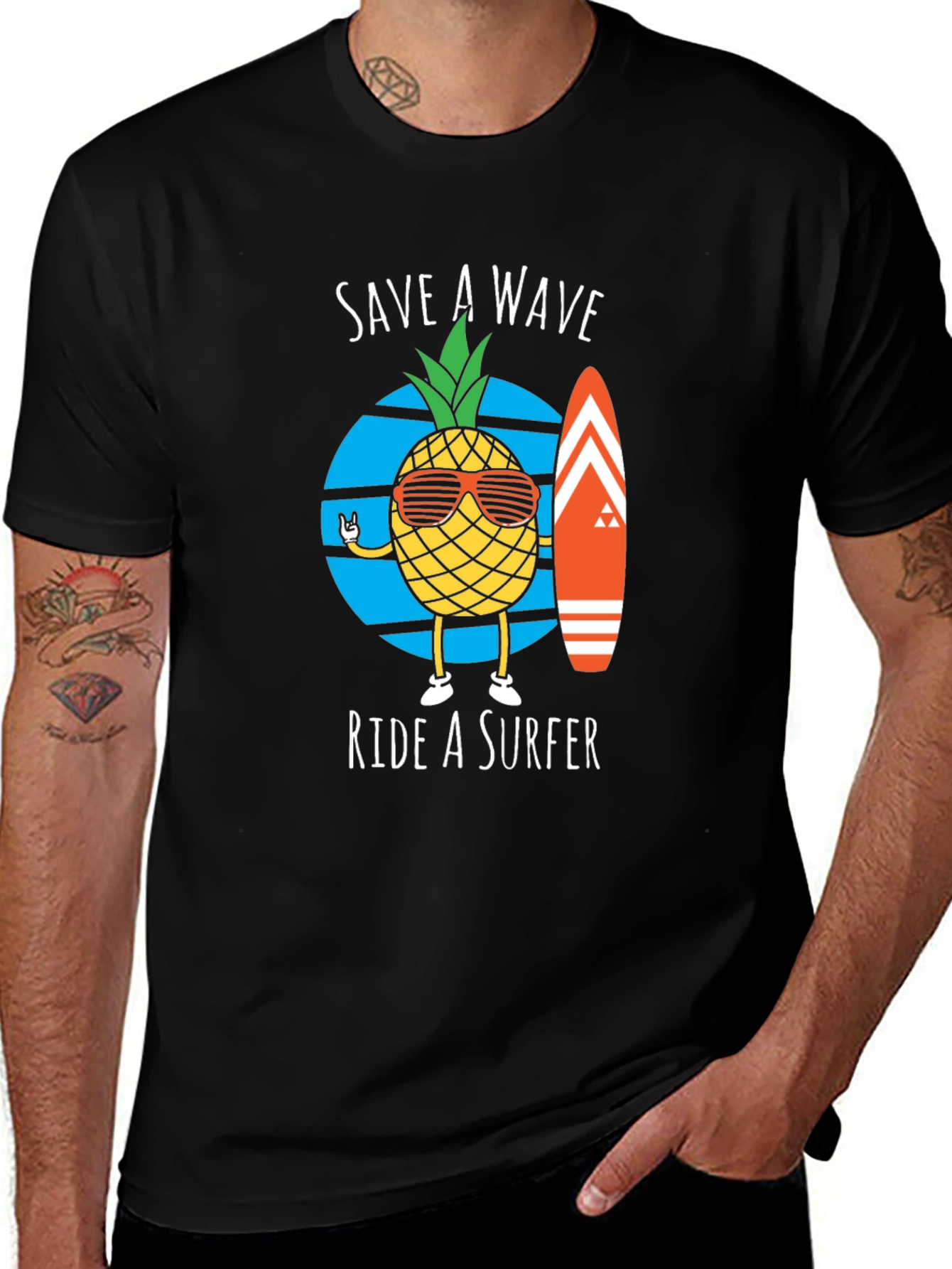 Variant 29 of Save A Wave Ride A Surfer Graphic T-Shirt