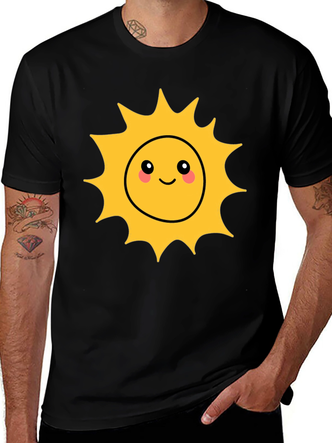 Variant 28 of Cute Sun Graphic Tee - Black Cotton T-Shirt