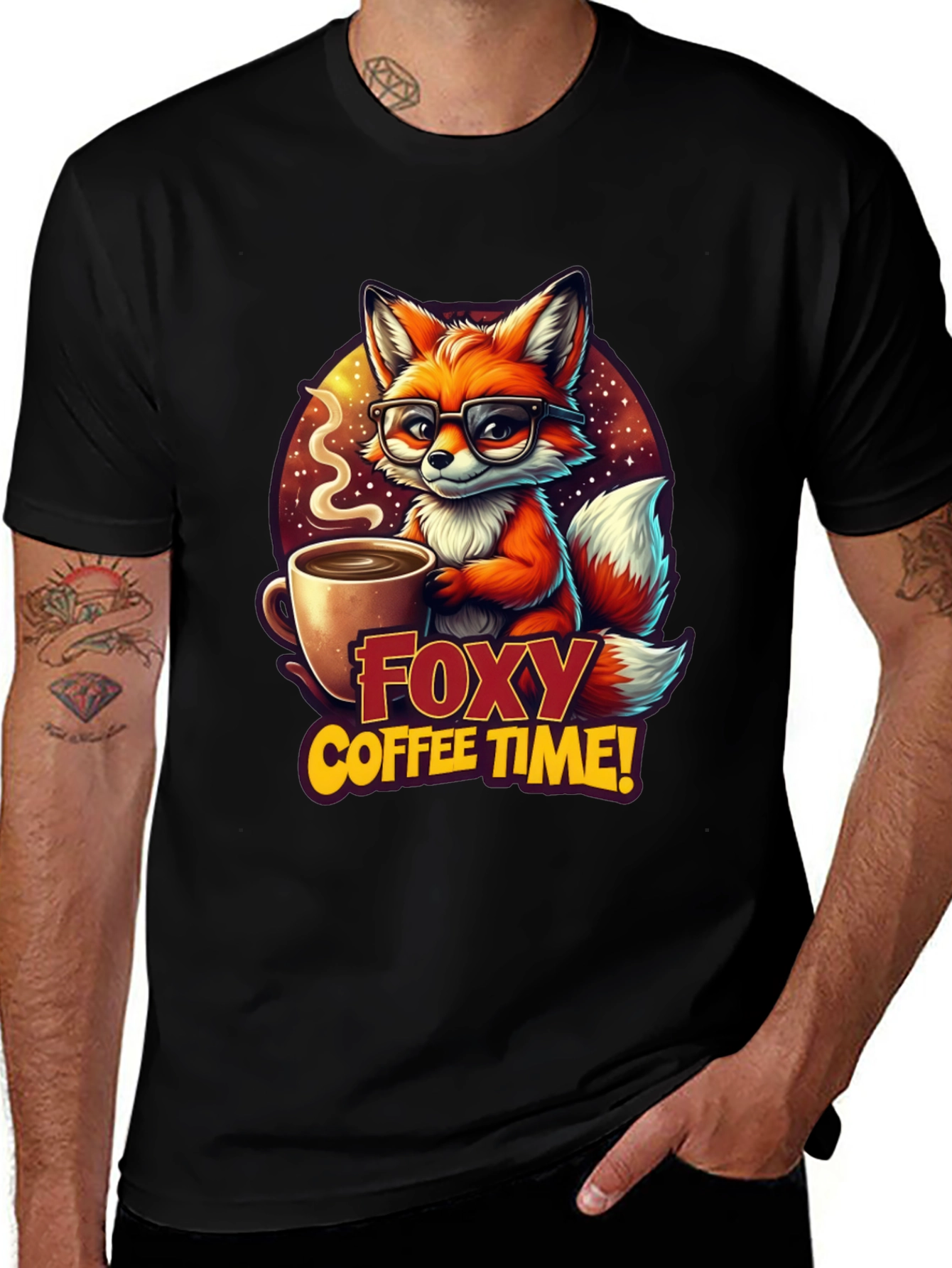 Variant 28 of Foxy Coffee Time Graphic T-Shirt
