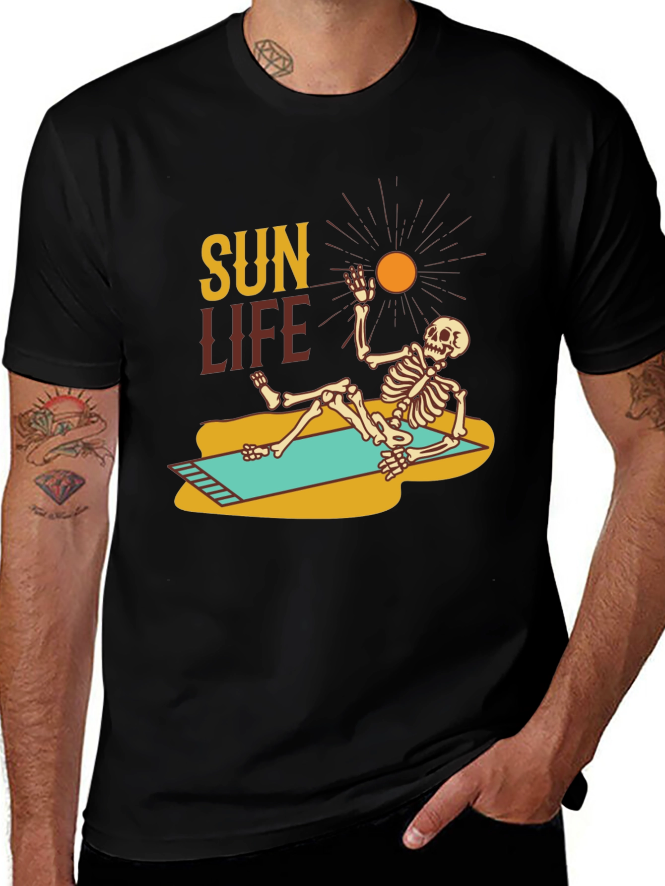 Variant 5 of Sun Life Skeleton T-Shirt - Summer Beach Vibes