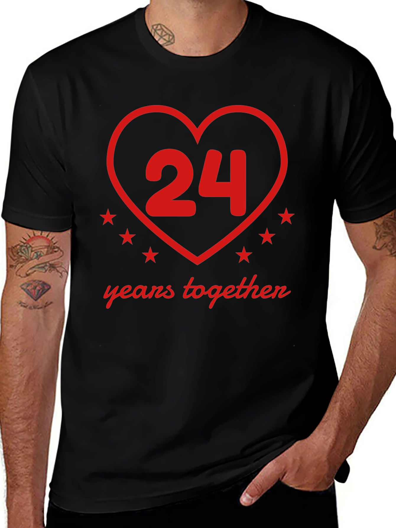Variant 2 of 24 Years Together Anniversary T-Shirt - Heart Design