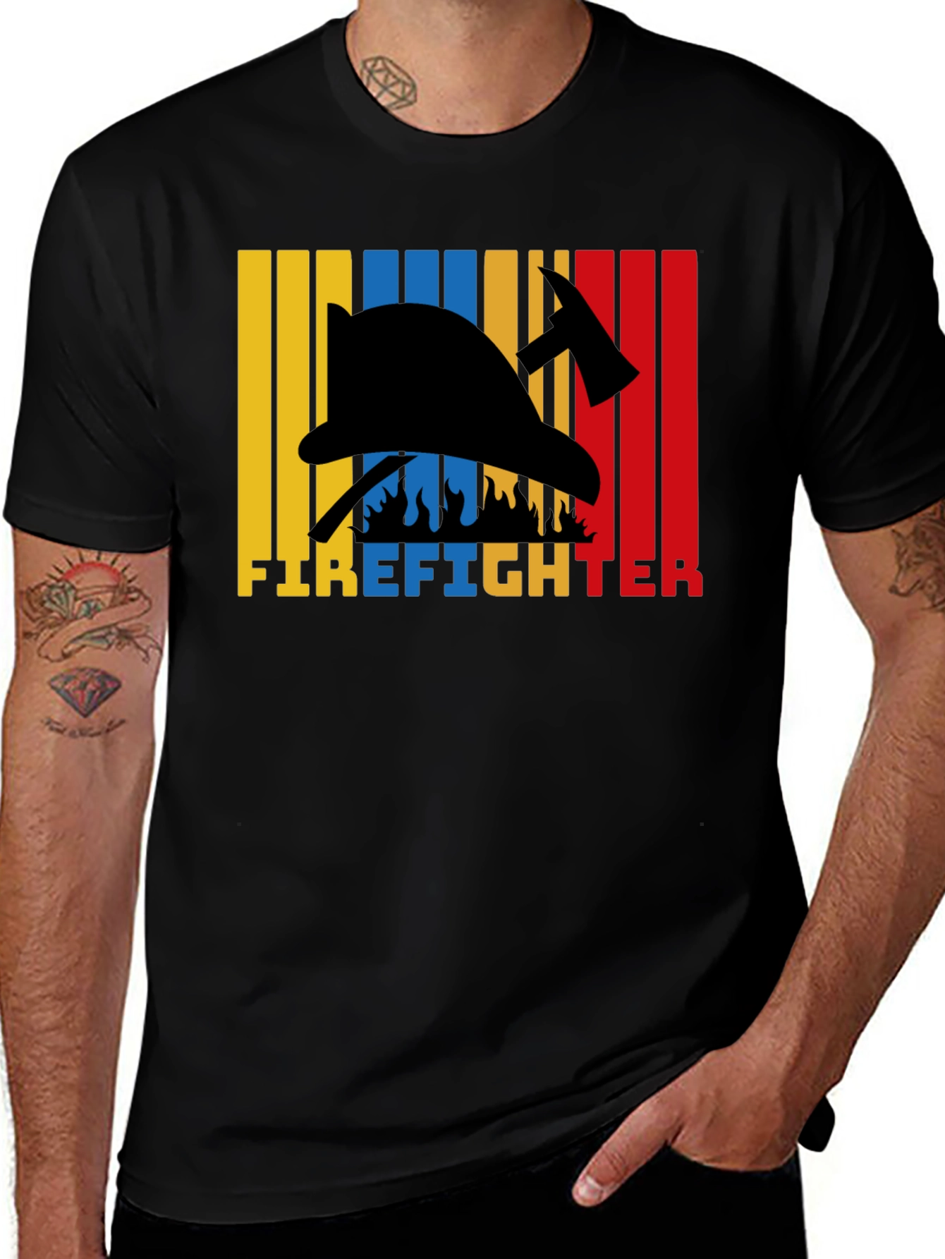 Variant 27 of Firefighter Helmet Graphic Tee - Vintage Style