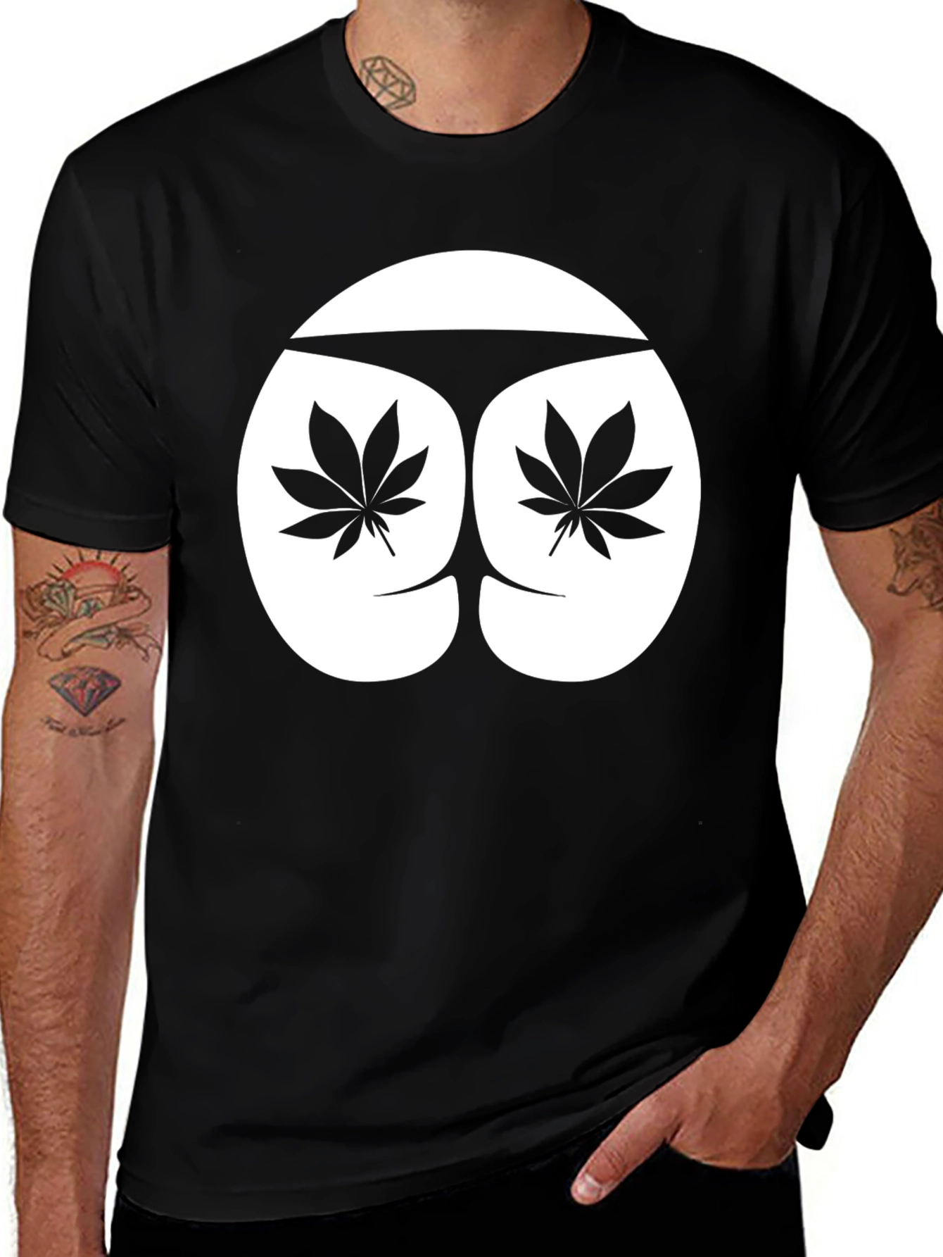 Variant 27 of Weed Leaf Butt T-Shirt - Funny Graphic Tee