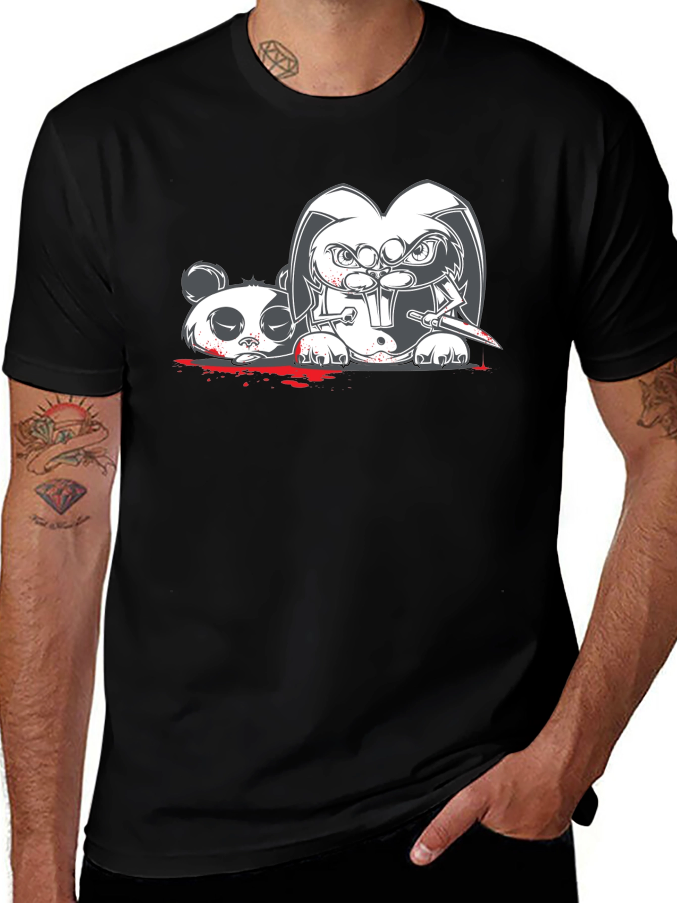 Variant 22 of Men's Graphic T-Shirt: Killer Bunny Design